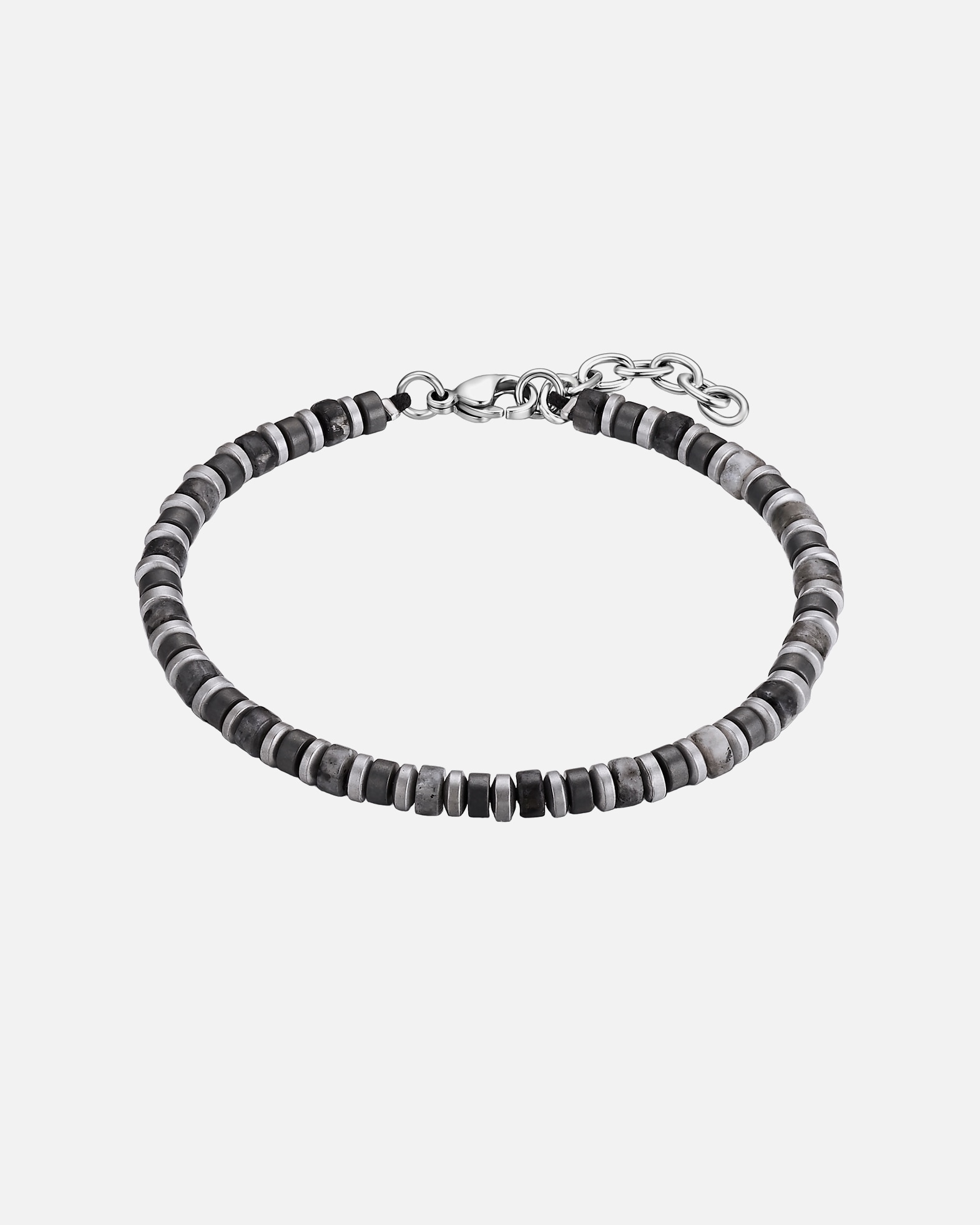 Armband für Männlich True Rebels Armband aus Edelstahl in silber mit Labradorit 18,5 cm Basislänge + 3,0 cm Verlängerung