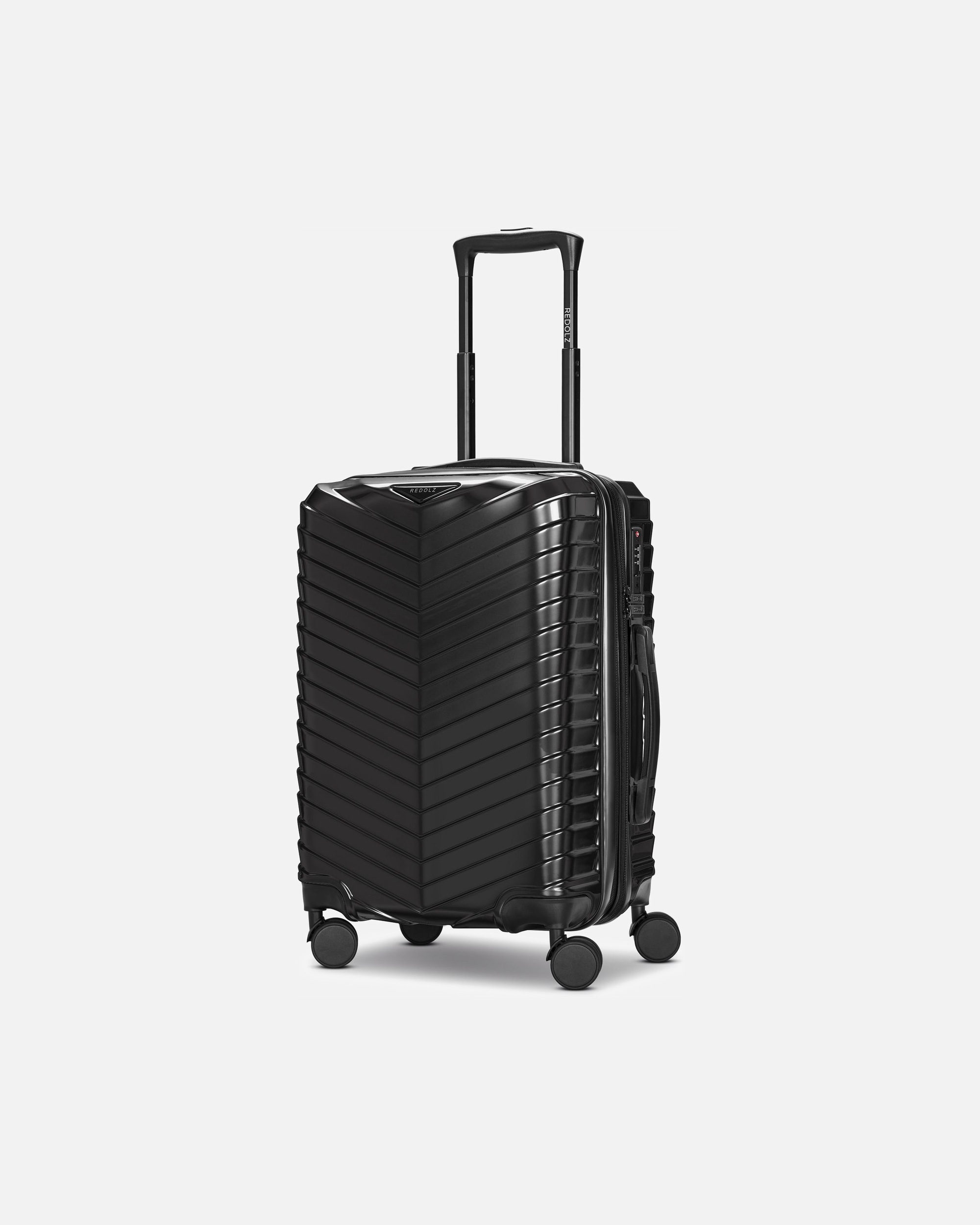 Handgepäckkoffer für Männlich Redolz Essentials 18 4 Rollen Kabinentrolley 55 cm mit Dehnfalte metallic-black shiny