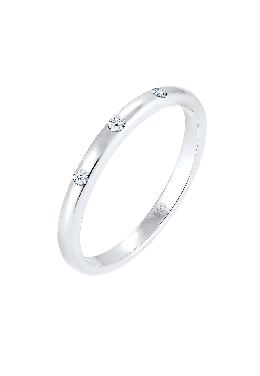 Elli DIAMONDS Bandring Diamant (0.045 ct) 925 Sterling Silber 58 Damen