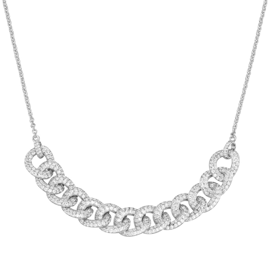 Giorgio Martello Milano Collier Mittelteil Panzerketten-Design mit Zirkonia, Silber 925 45 cm Damen