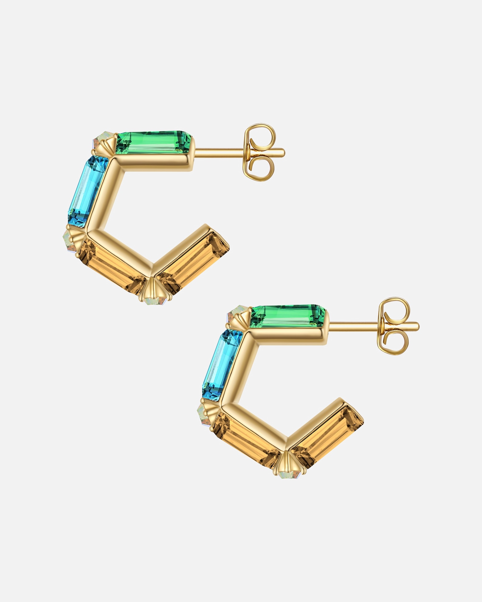 Creolen für Weiblich Yokoamii Creolen aus Metall-Legierung in gelbgold mit Glaskristall 16,8 mm