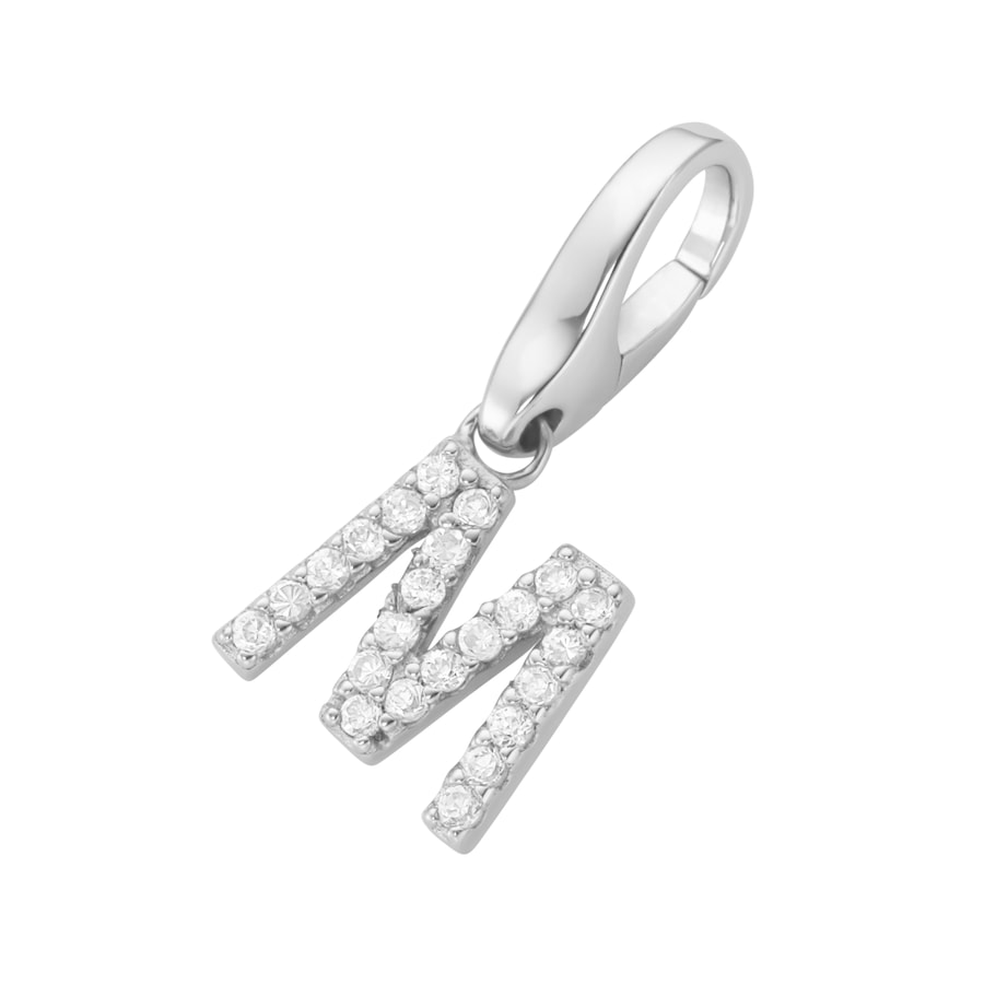 Giorgio Martello Milano Charm Buchstabe H, Zirkonia Steine, Silber 925 Onesize Weiss Damen