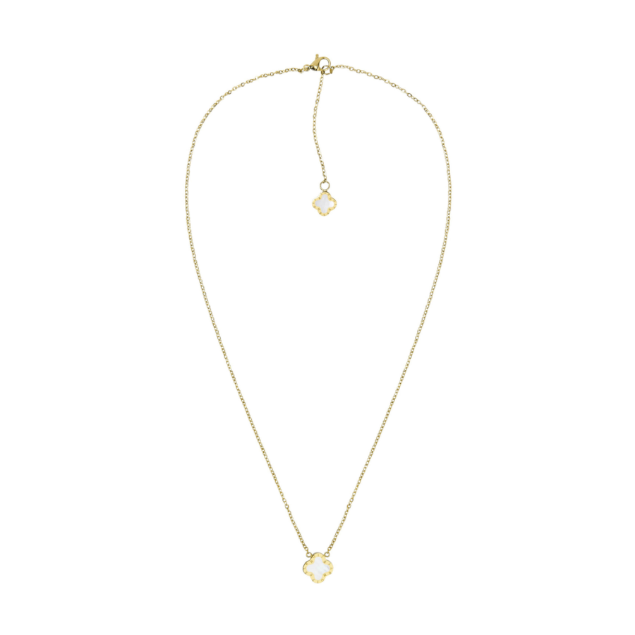 Lenoites Kette Mit Anhänger 'Four-leaf Clover Mini' gold white Hellbraun Damen