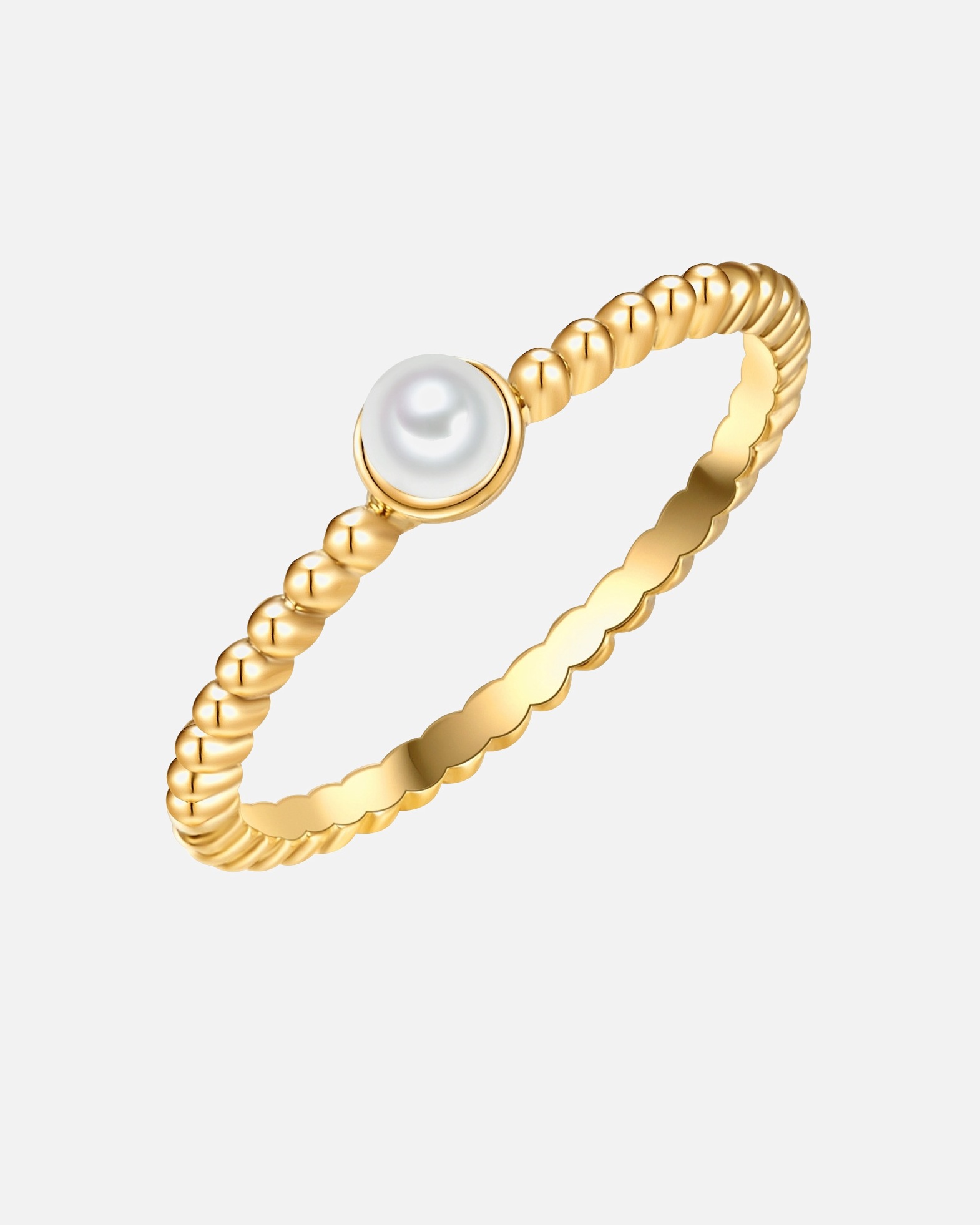 Ring für Weiblich Lulu & Jane Perlen-Ring Messing Muschelkernperle in Gelbgold 52