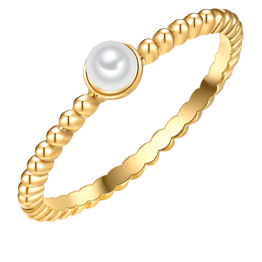 Lulu & Jane Perlen-Ring Messing Muschelkernperle in Gelbgold 56 Damen