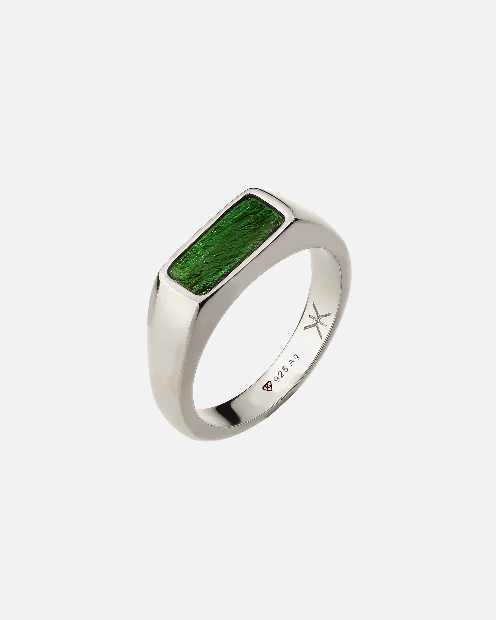 Ring für Männlich KUZZOI Siegelring mit Emaille Grün 925 Sterling Silber 60