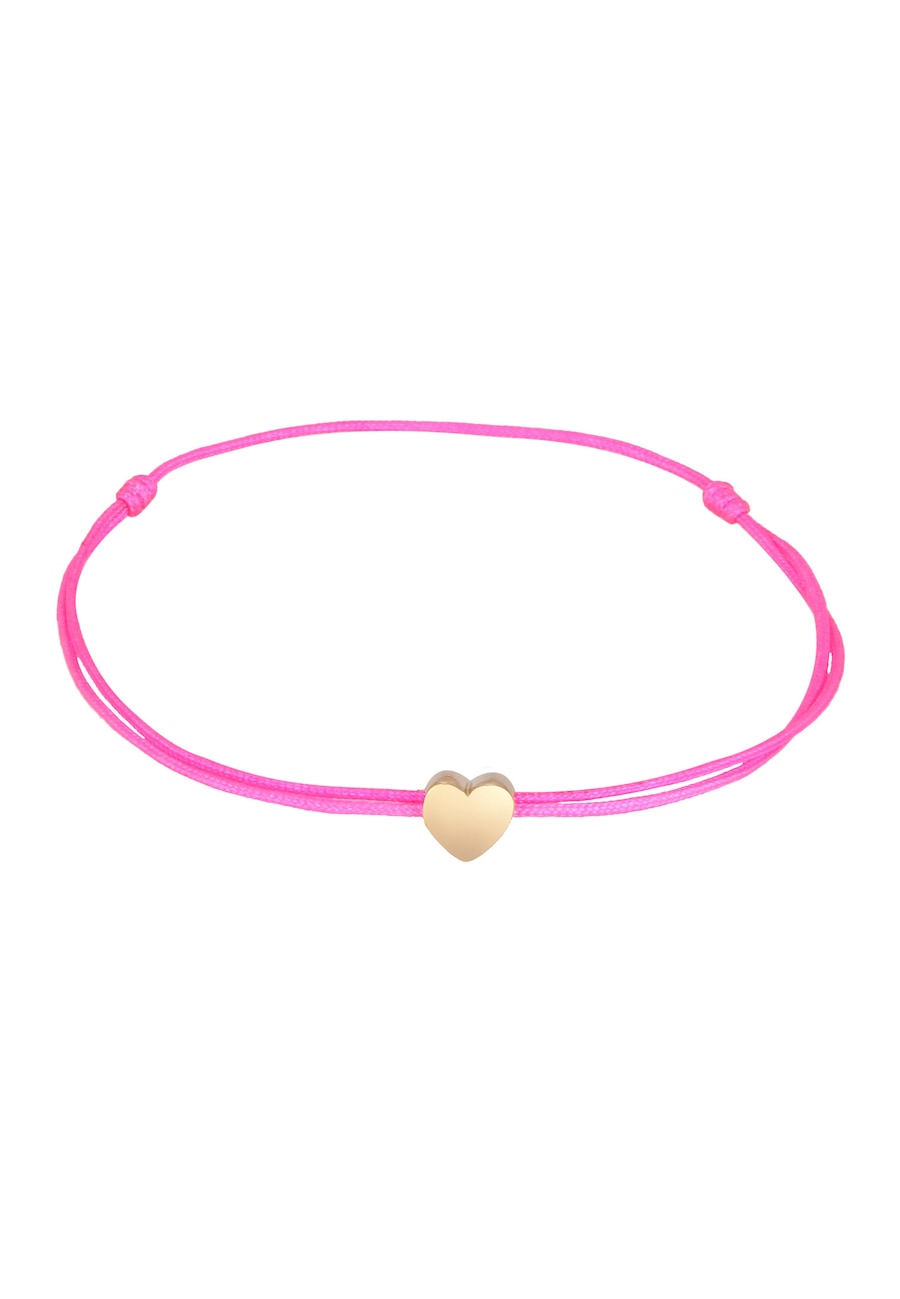 Elli Herz Liebe Trend Textilband 925 Silber Pink Damen