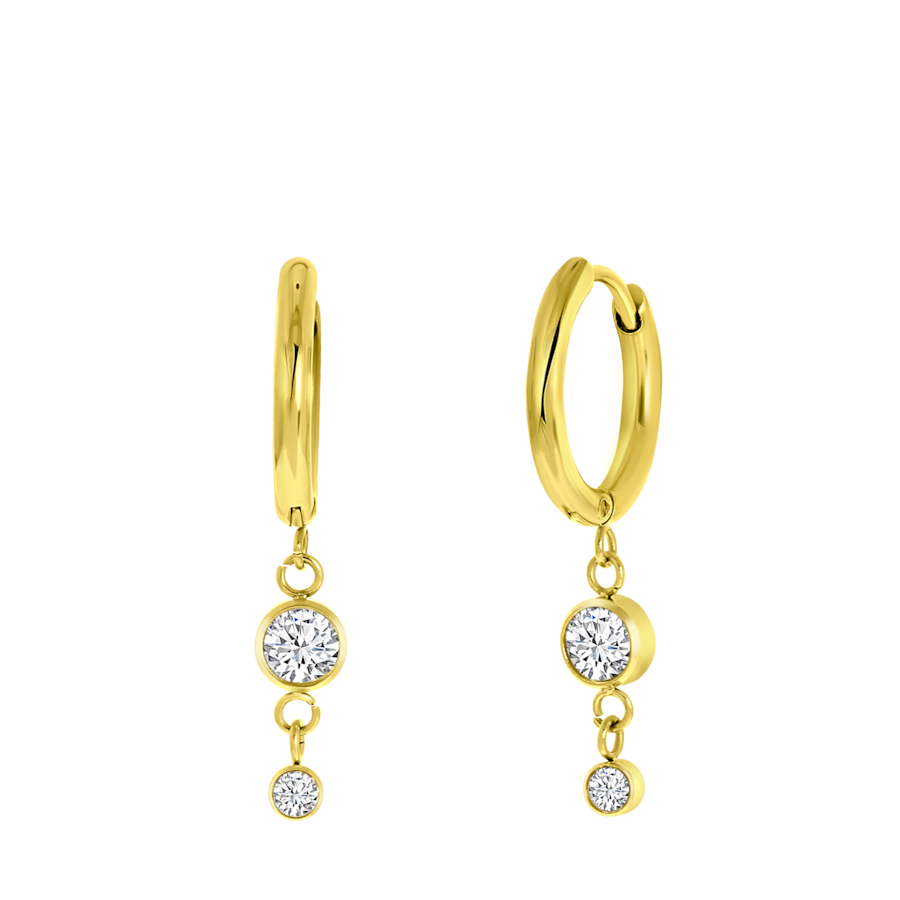 Lucardi Ohrringe Stahl Gold Damen