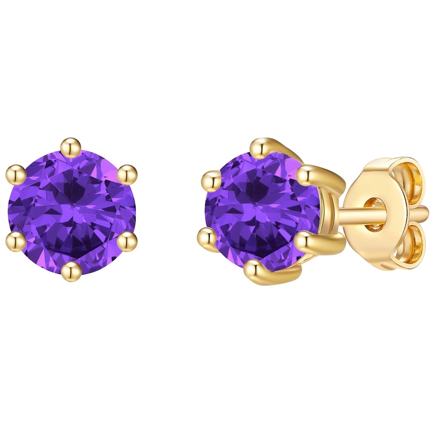 Glanzstücke München Ohrstecker Sterling Silber Amethyst in Gelbgold 6,5 mm Damen