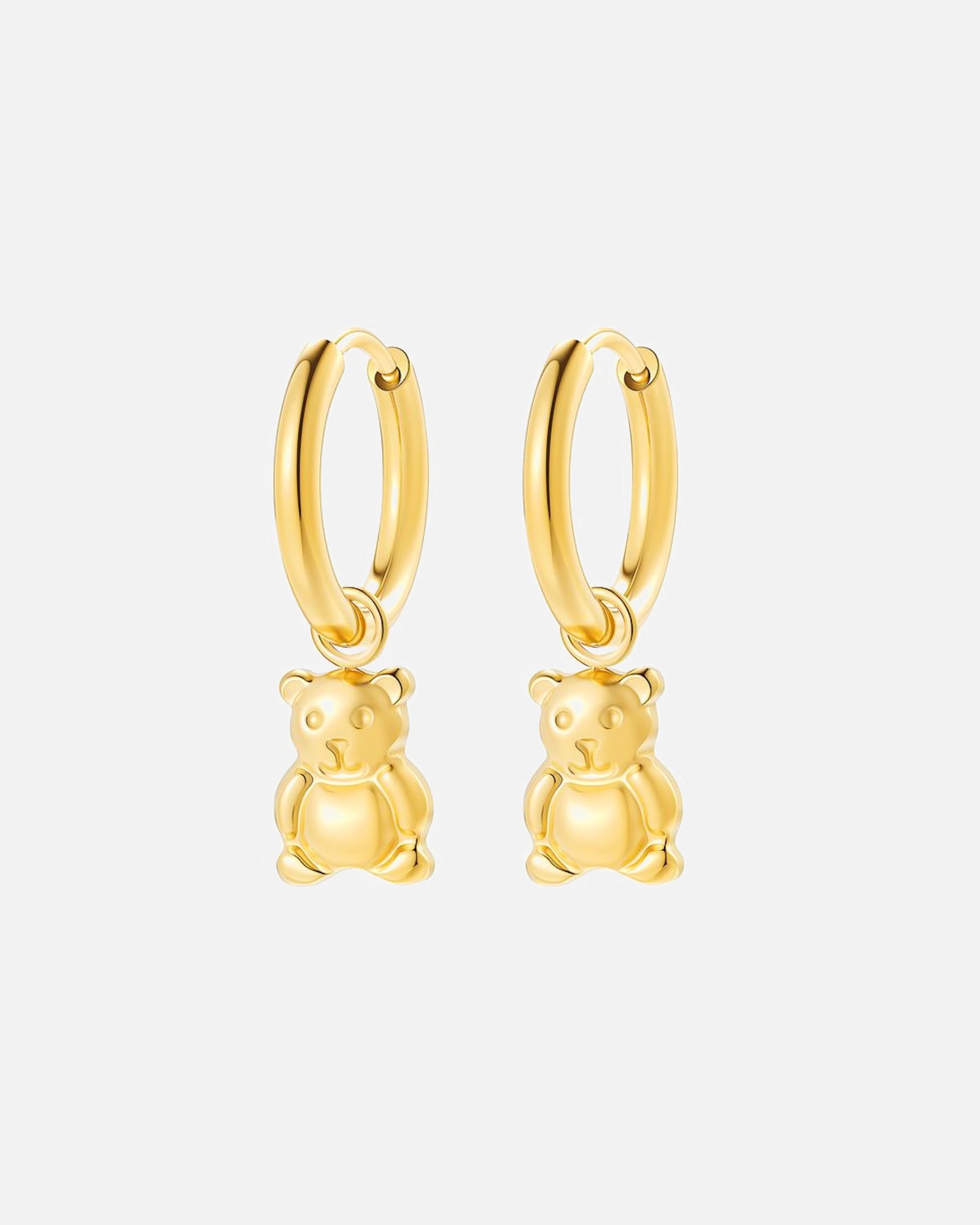 Ohrringe für Weiblich Hey Happiness Default Brand Line Teddy Creolen – Bärchen Ohrringe – Edelstahl, wasserfest Gold