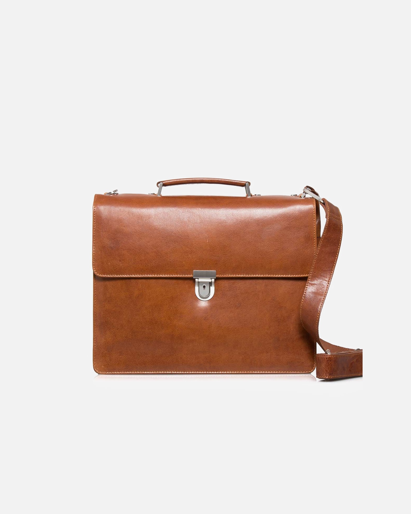 Laptoptasche für Männlich Leonhard Heyden Cambridge Aktenmappe Fächer Cognac