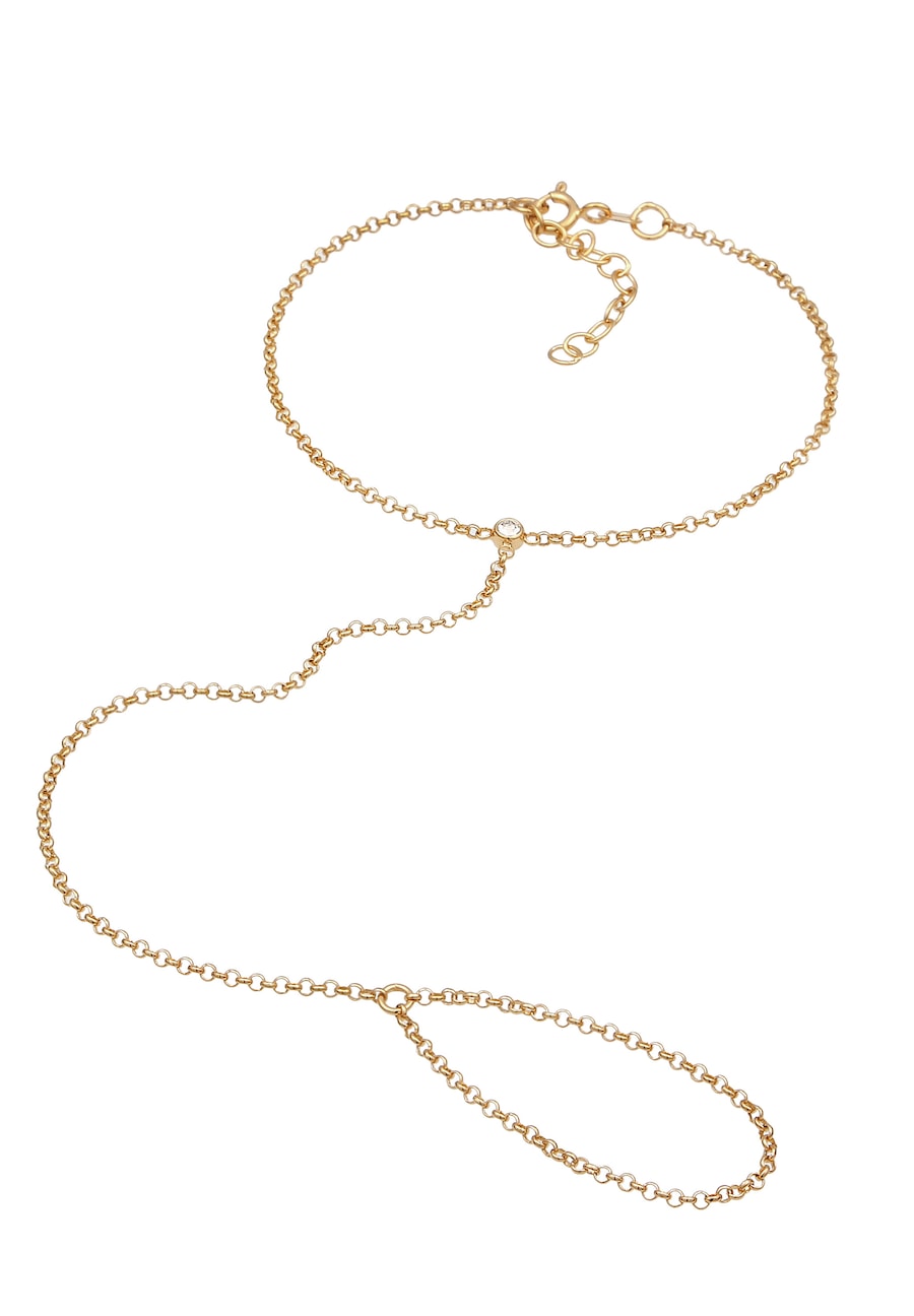 Elli Handkette Weiß 925 Silber, mit Kristallen von Swarovski goldfarben Damen