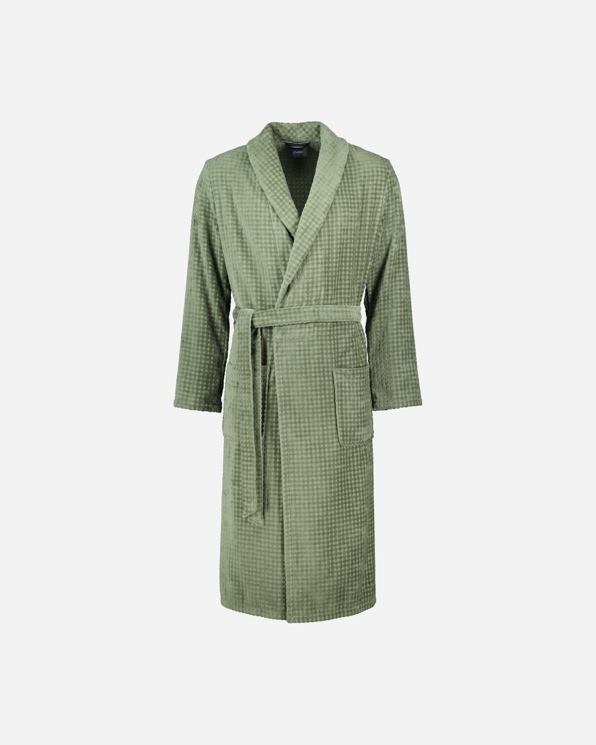 Bademantel für Unisex Cawö Cawö Bademäntel Herren Schalkragen Waffelpiqué 6508 field - 453 L