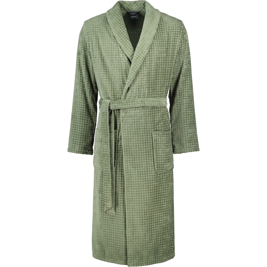 Cawö Bademäntel Herren Schalkragen Waffelpiqué 6508 field - 453 L
