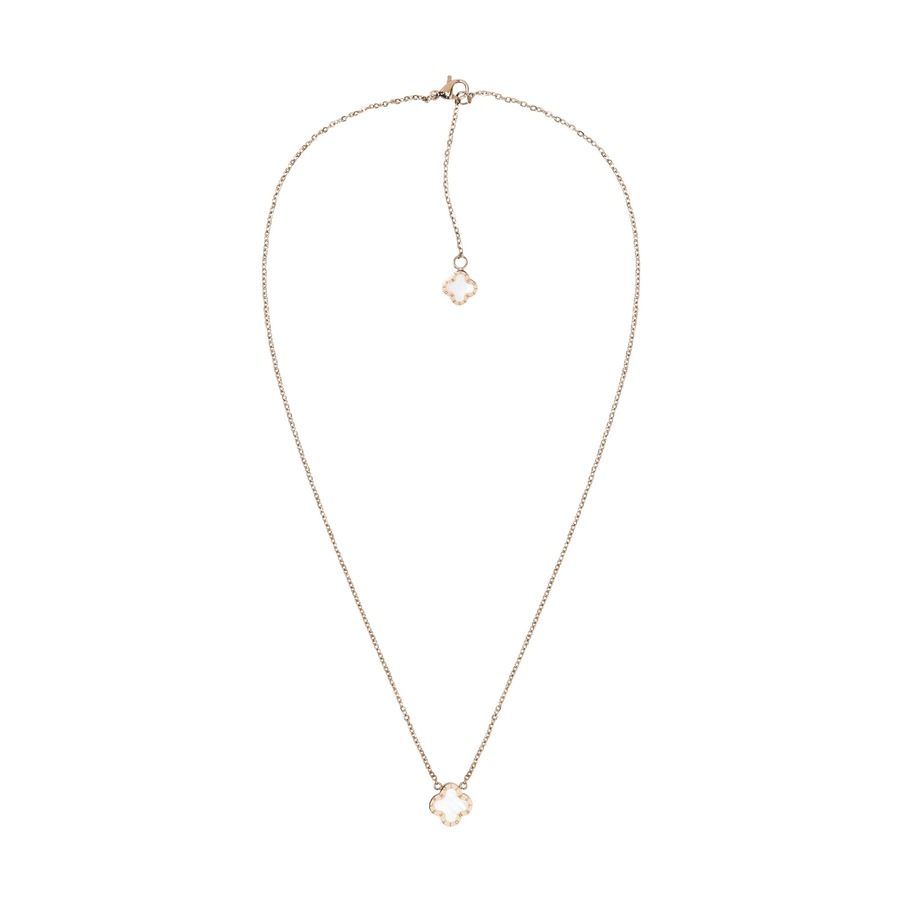Lenoites Kette Mit Anhänger 'Four-leaf Clover Mini' Grau Damen