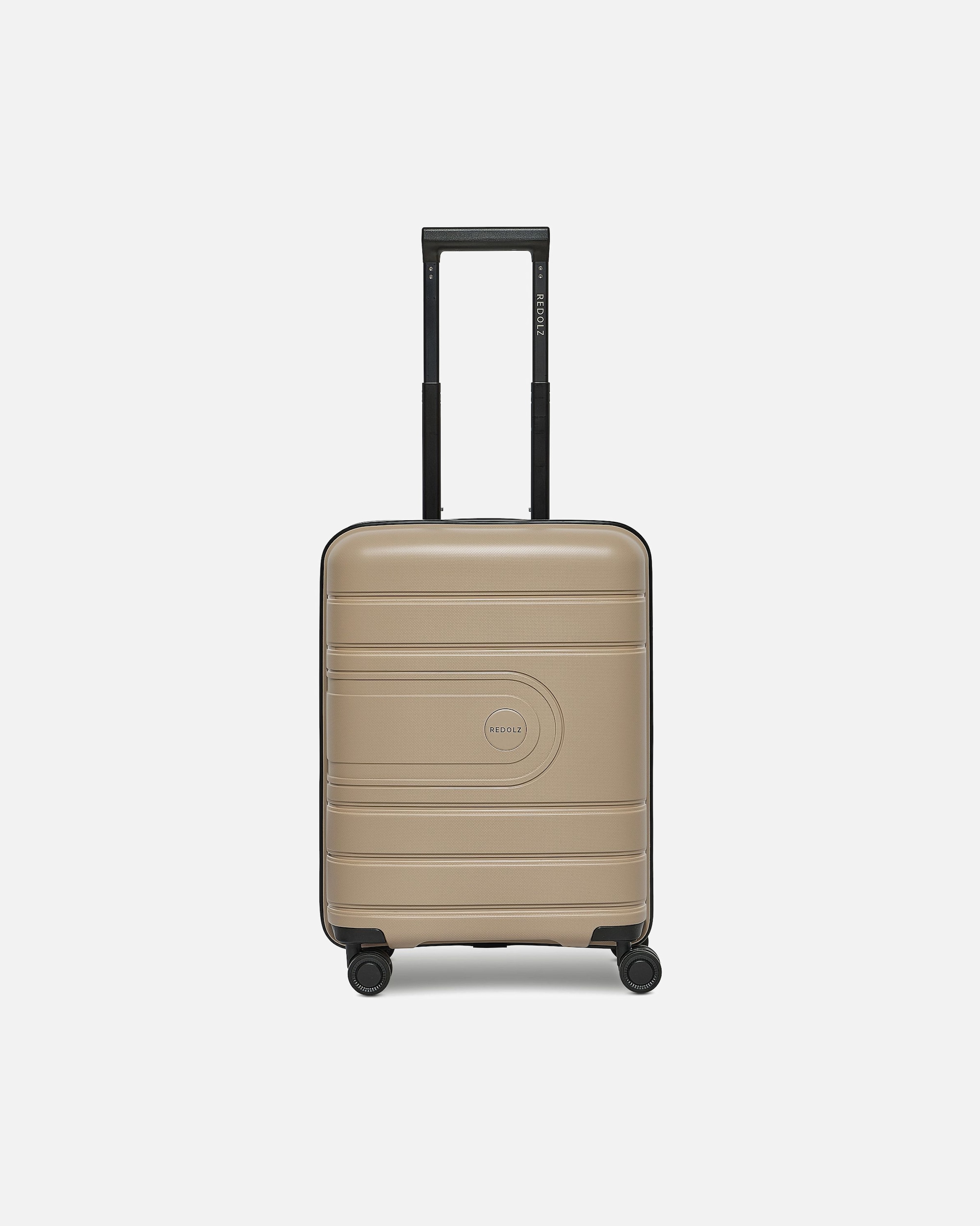 Handgepäckkoffer für Männlich Redolz Essentials 11 4 Rollen Kabinentrolley 55 cm mit Dehnfalte beige