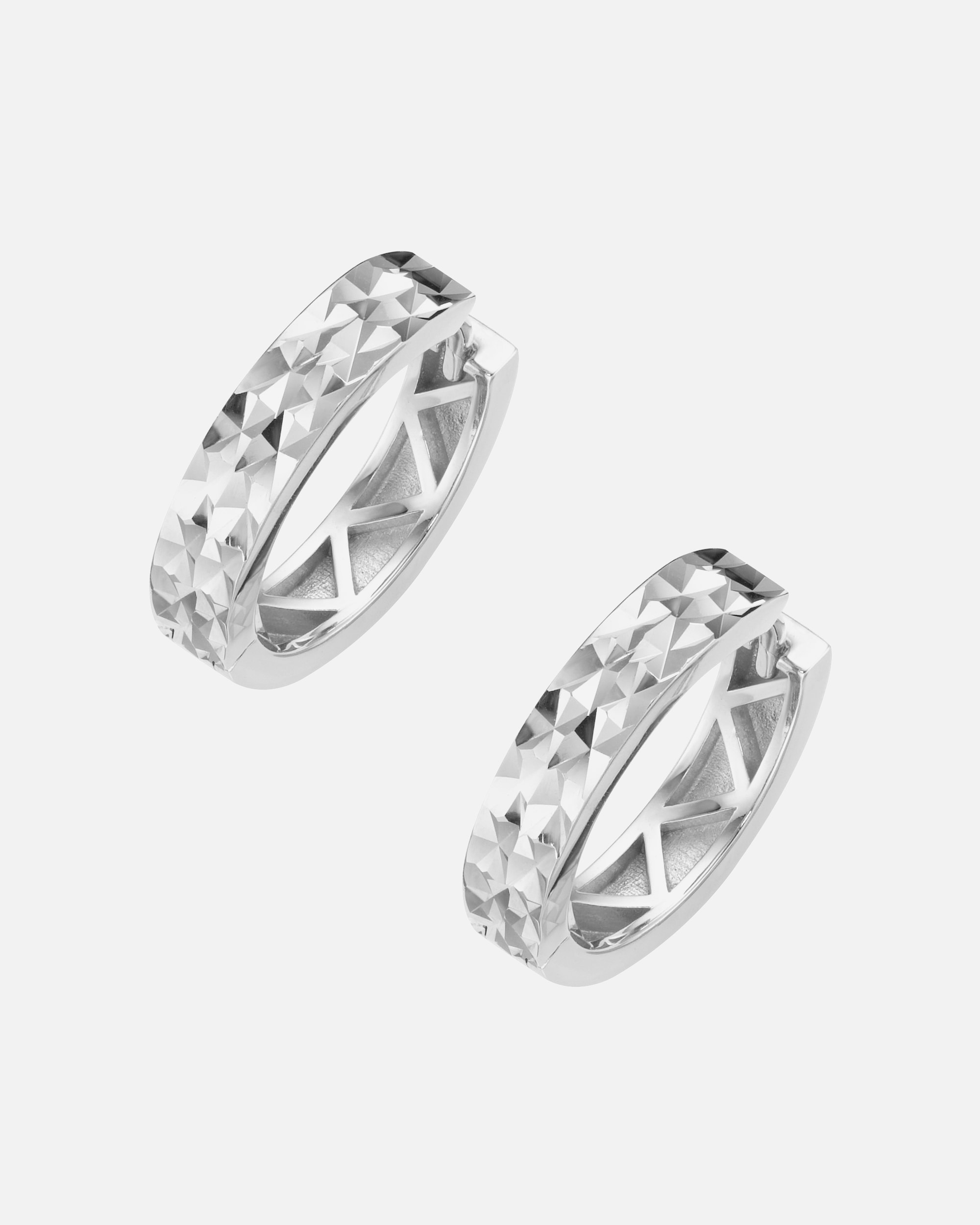 Ohrringe für Unisex Smart Jewel Creolen Vorderseite diamantiert, Silber 925 Silber