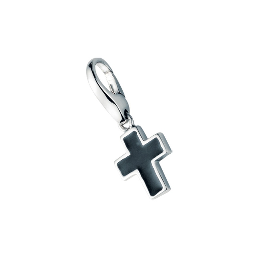 Giorgio Martello Milano Charm schwarzes Kreuz, Silber 925 Onesize Schwarz Damen