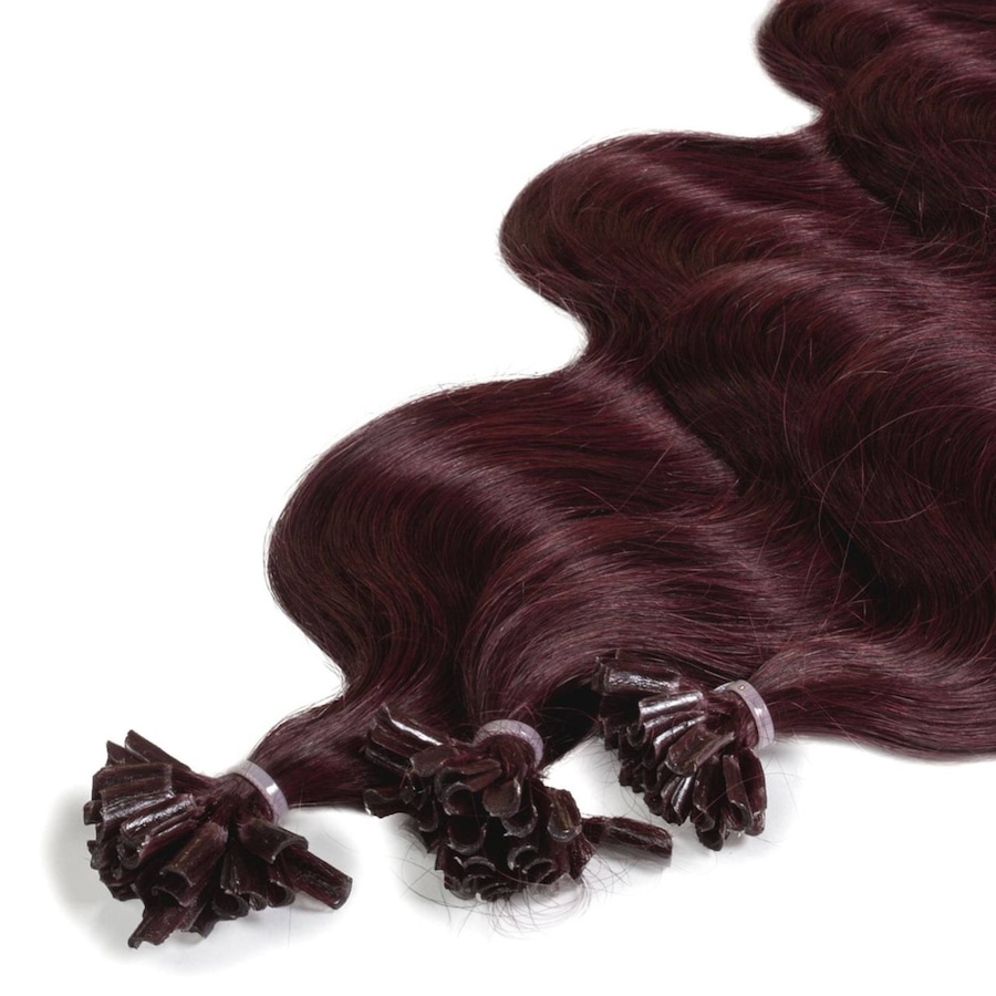 hair2heart Bonding Extensions Premium Echthaar #55/66 Hellbraun Intensiv Violett-Intensiv 0,8g 40cm Schwarz Damen