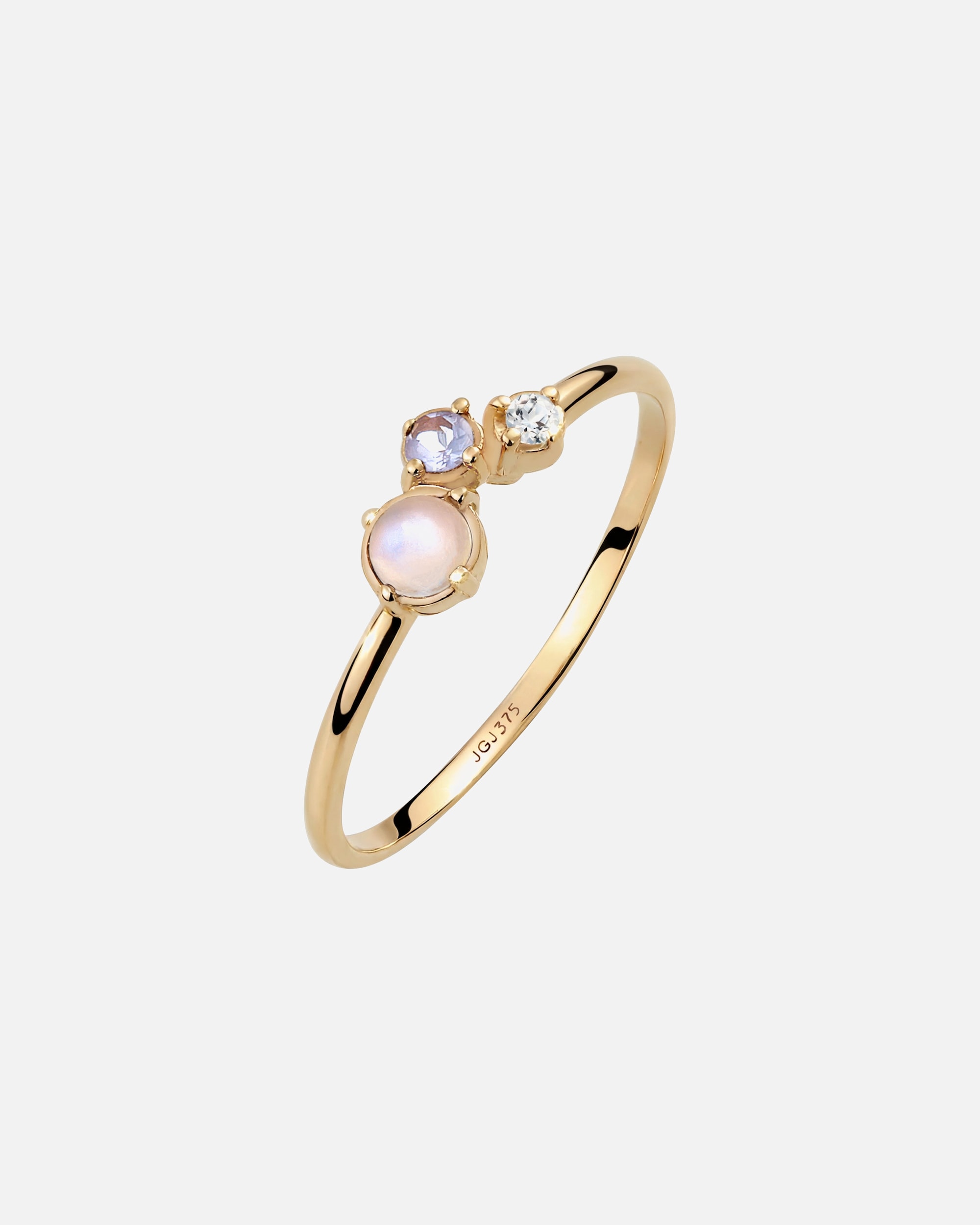 Ring für Weiblich Elli DIAMONDS mit Opal Mondstein Diamant im Brillantschliff (0.015 ct) 375 Gelbgold 54