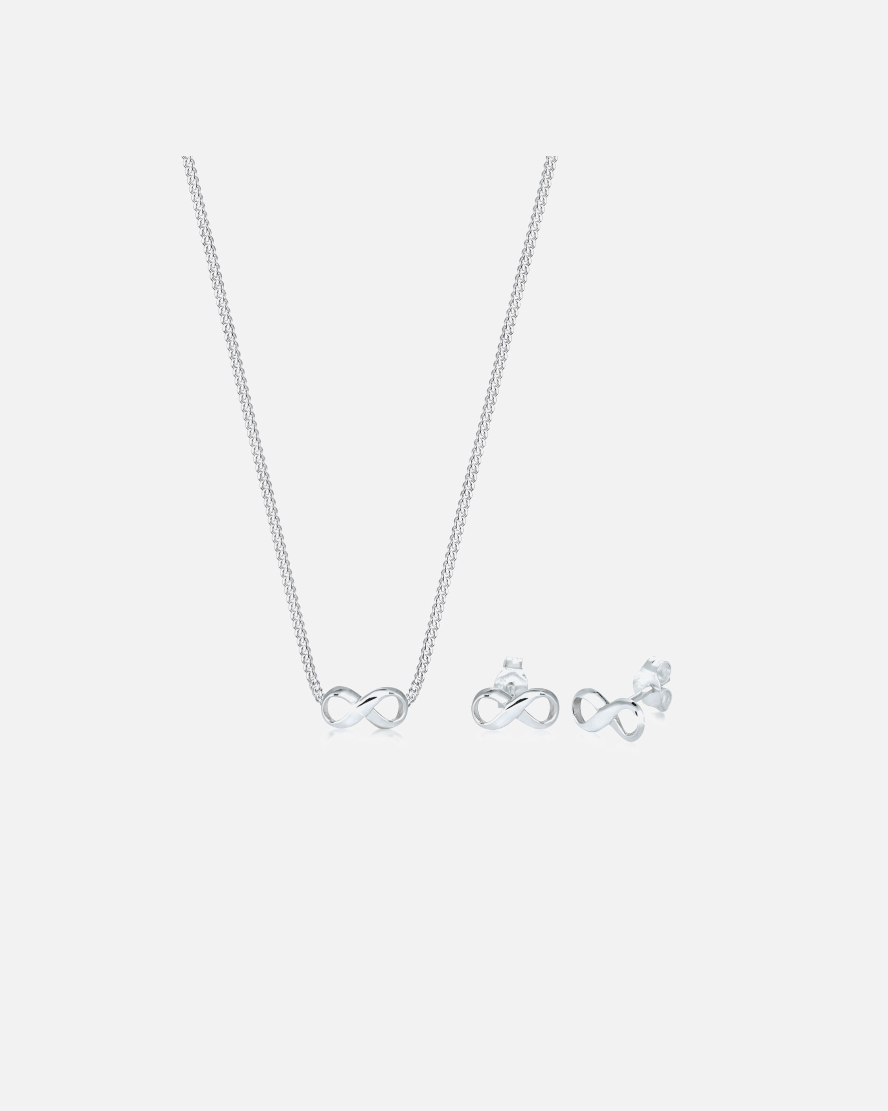 Schmuck für Weiblich Elli Elli Schmuckset Kette Stecker Infinity Symbol Endlos 925 Silber silberfarben