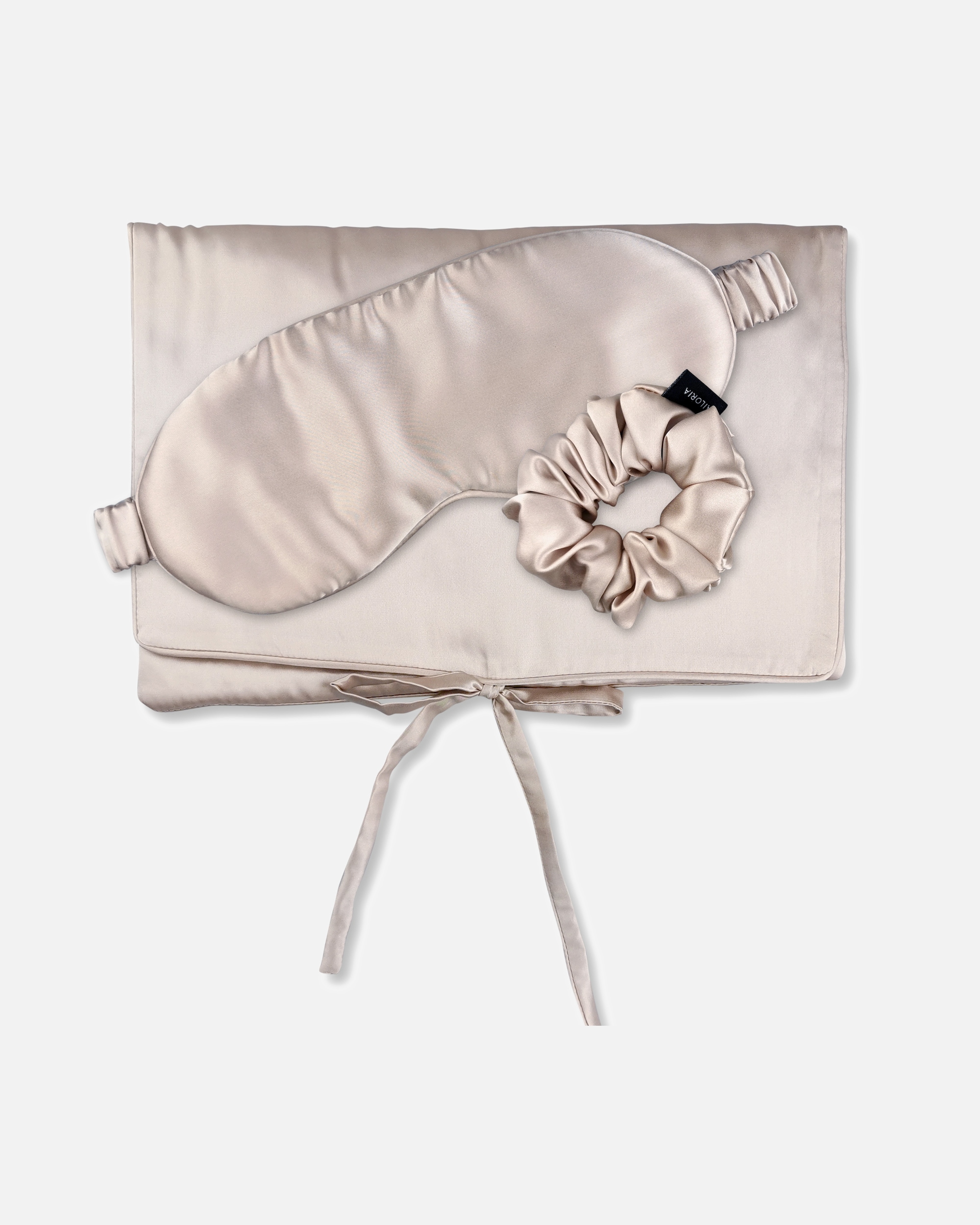 Haarreif für Weiblich Ailoria TRAVEL SET BEAUTY M Tasche, Schlafmaske & Scrunchie M aus Seide beige