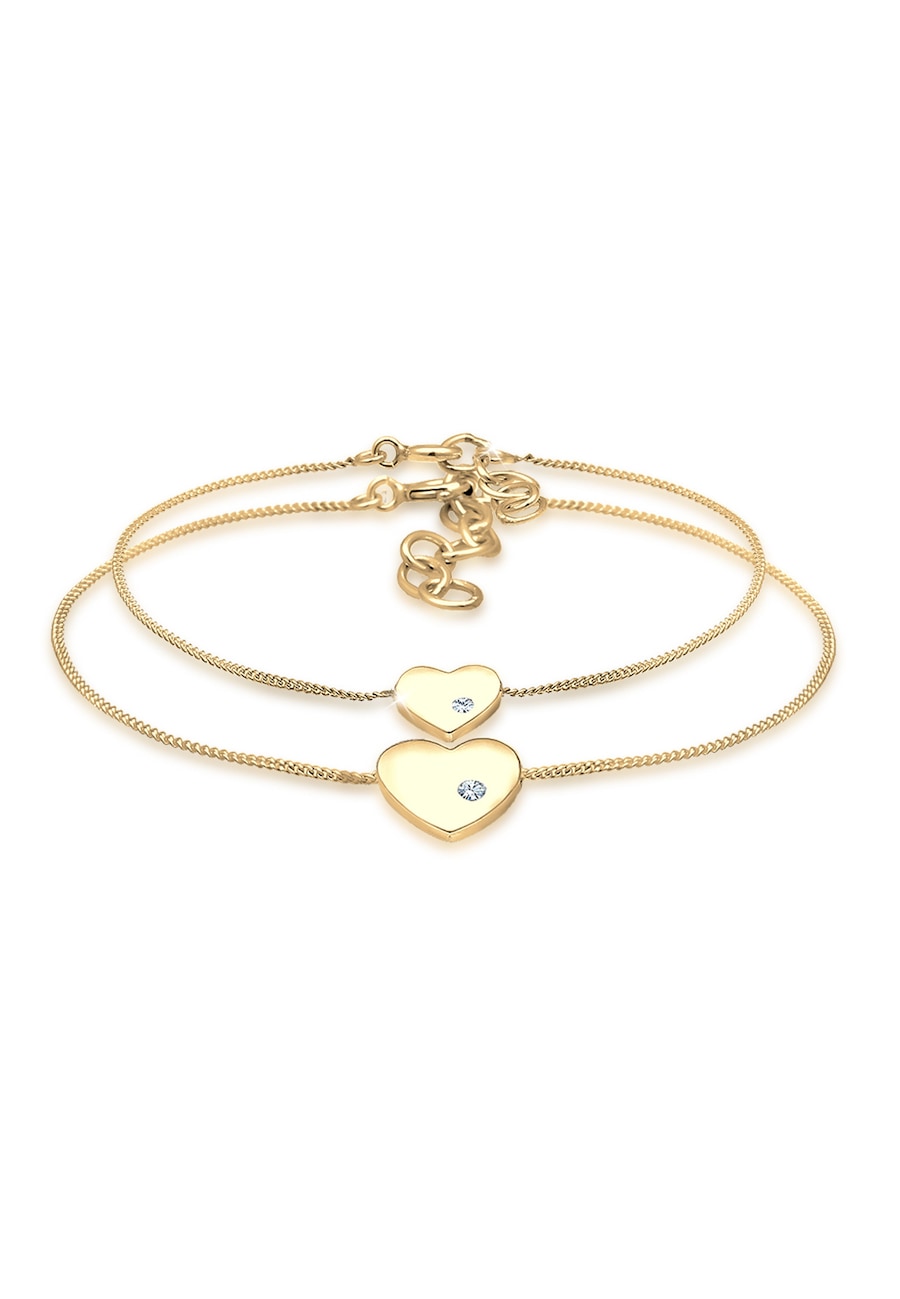 Elli Herz Mutter Kind 925 Silber, mit Kristallen von Swarovski goldfarben Damen