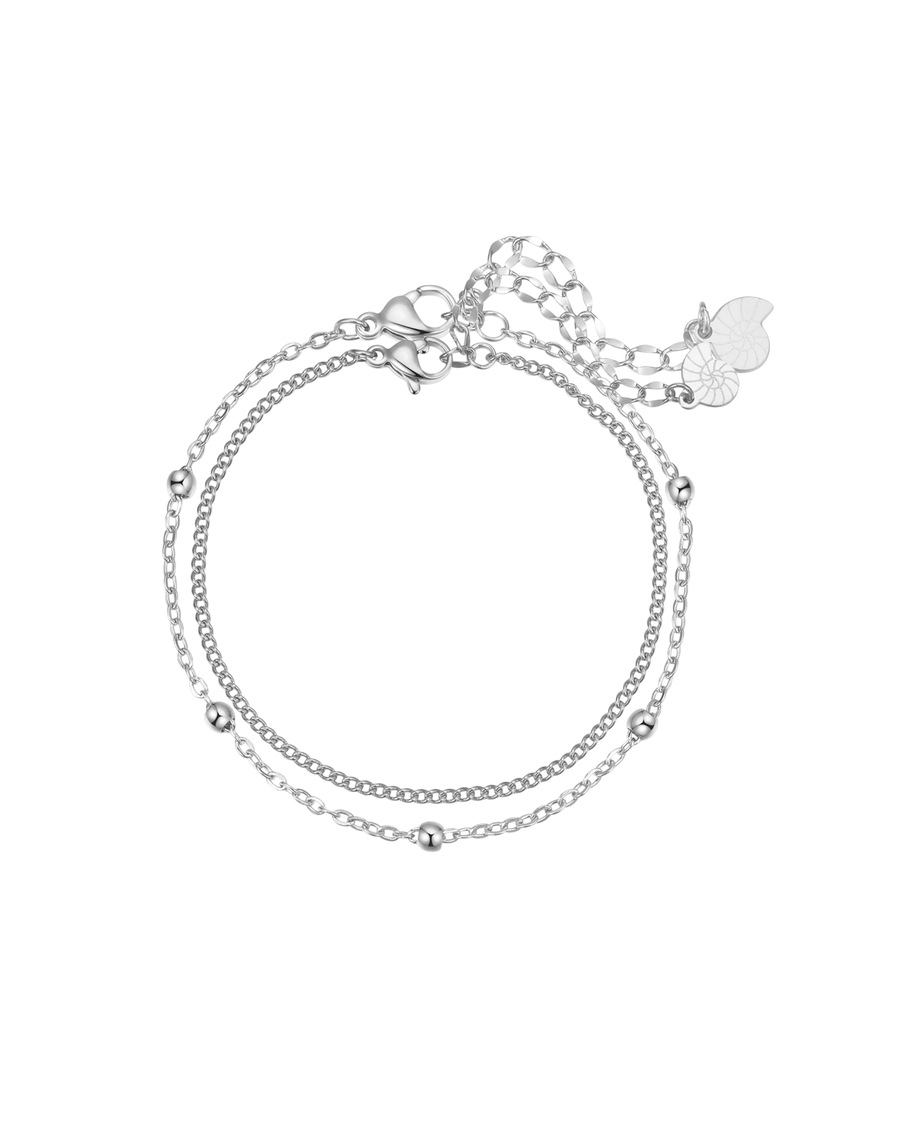 Hey Happiness Layer Armband-Set Duo Kugel aus Edelstahl Silber Damen