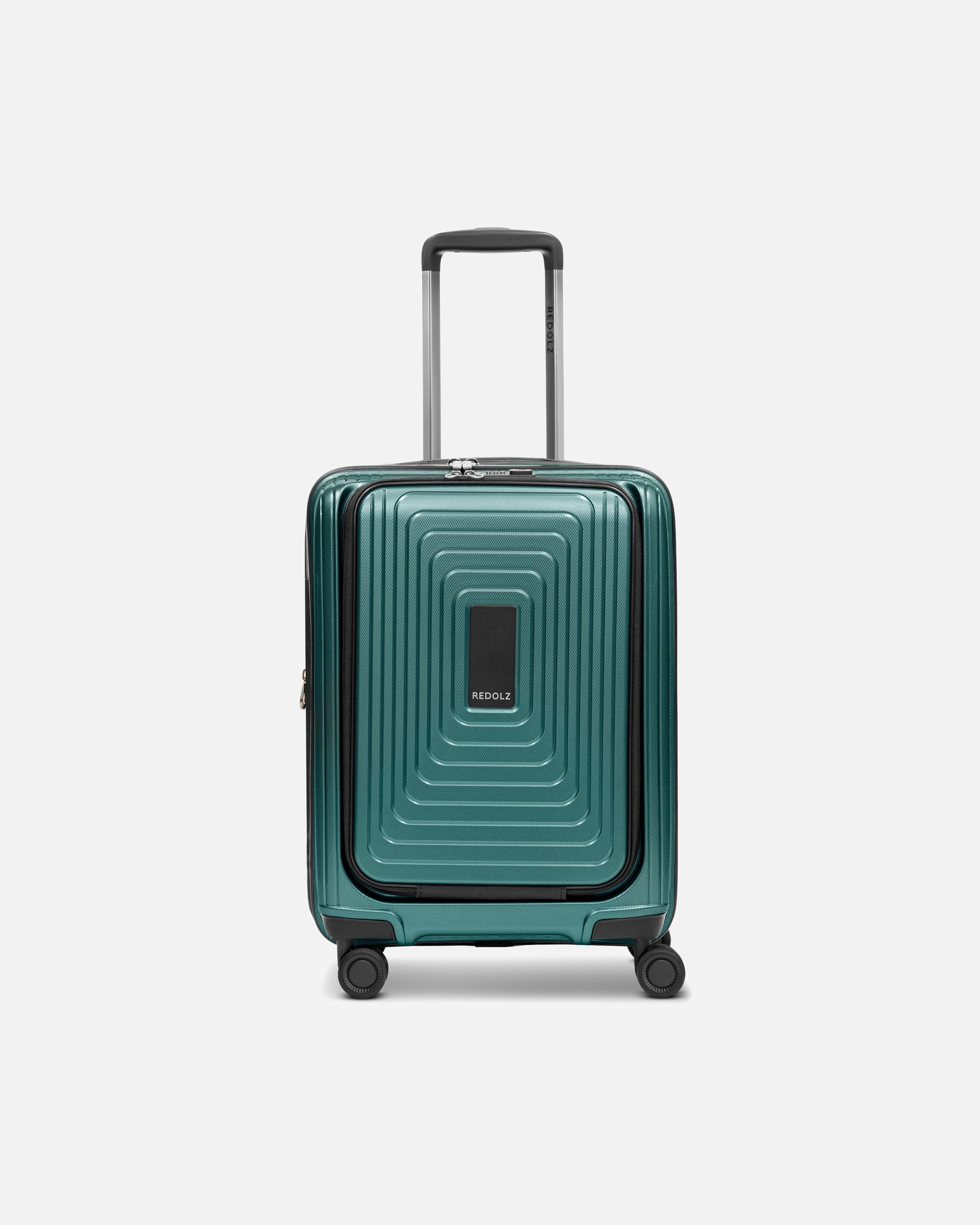 Handgepäckkoffer für Männlich Redolz Essentials 14 4 Rollen Kabinentrolley S 55 cm Laptopfach mit Dehnfalte pearl-green metallic