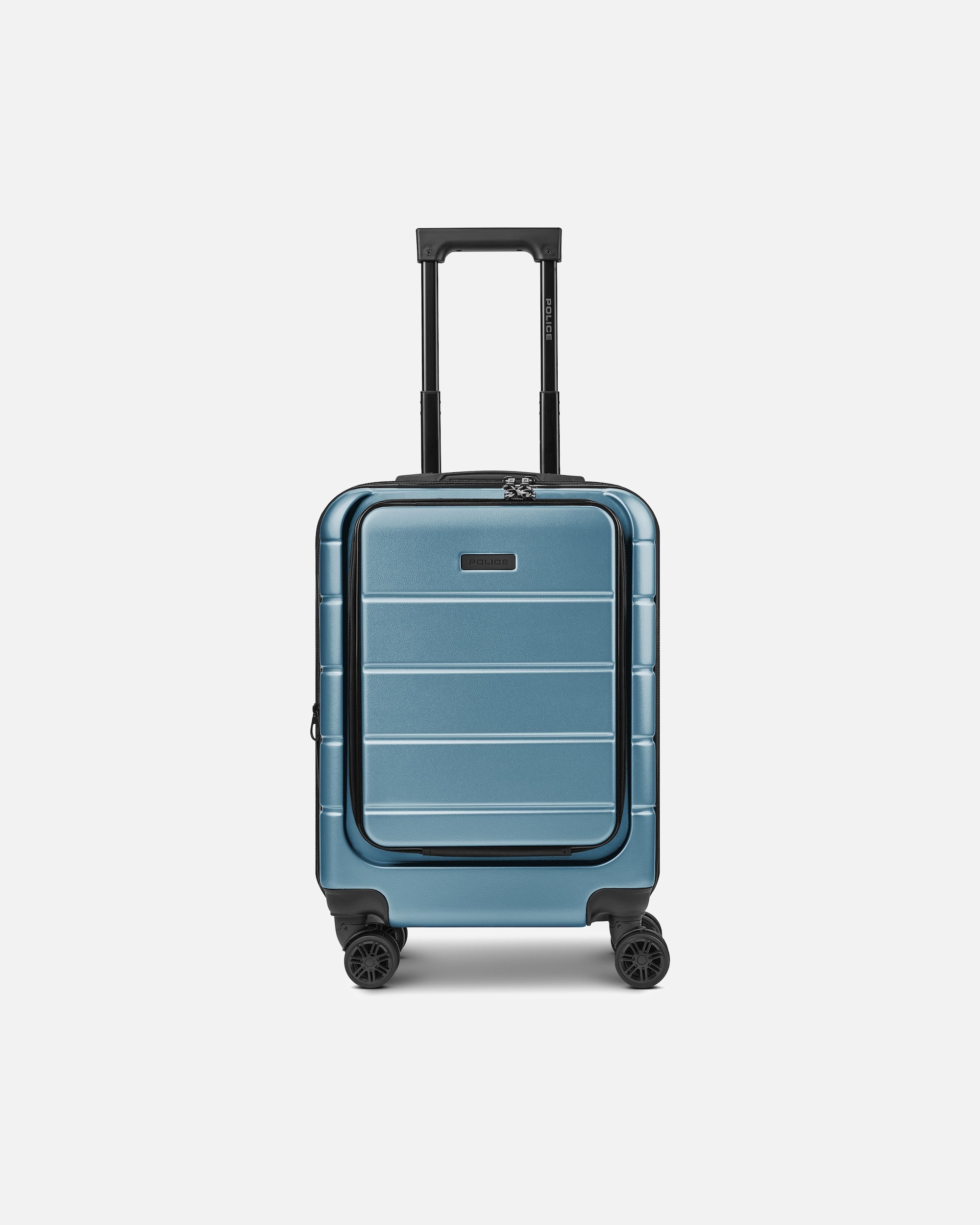 Handgepäckkoffer für Männlich Police Dublin 4 Rollen Kabinentrolley S 54 cm Laptopfach mit Dehnfalte ice blue