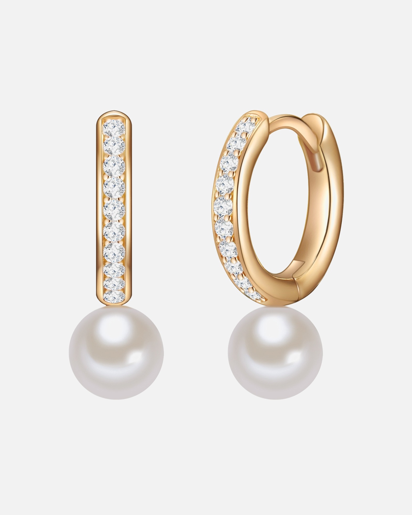 Creolen für Weiblich Valero Pearls Creolen Gelbvergoldet Süßwasser-Zuchtperlen weiß 20,1 mm