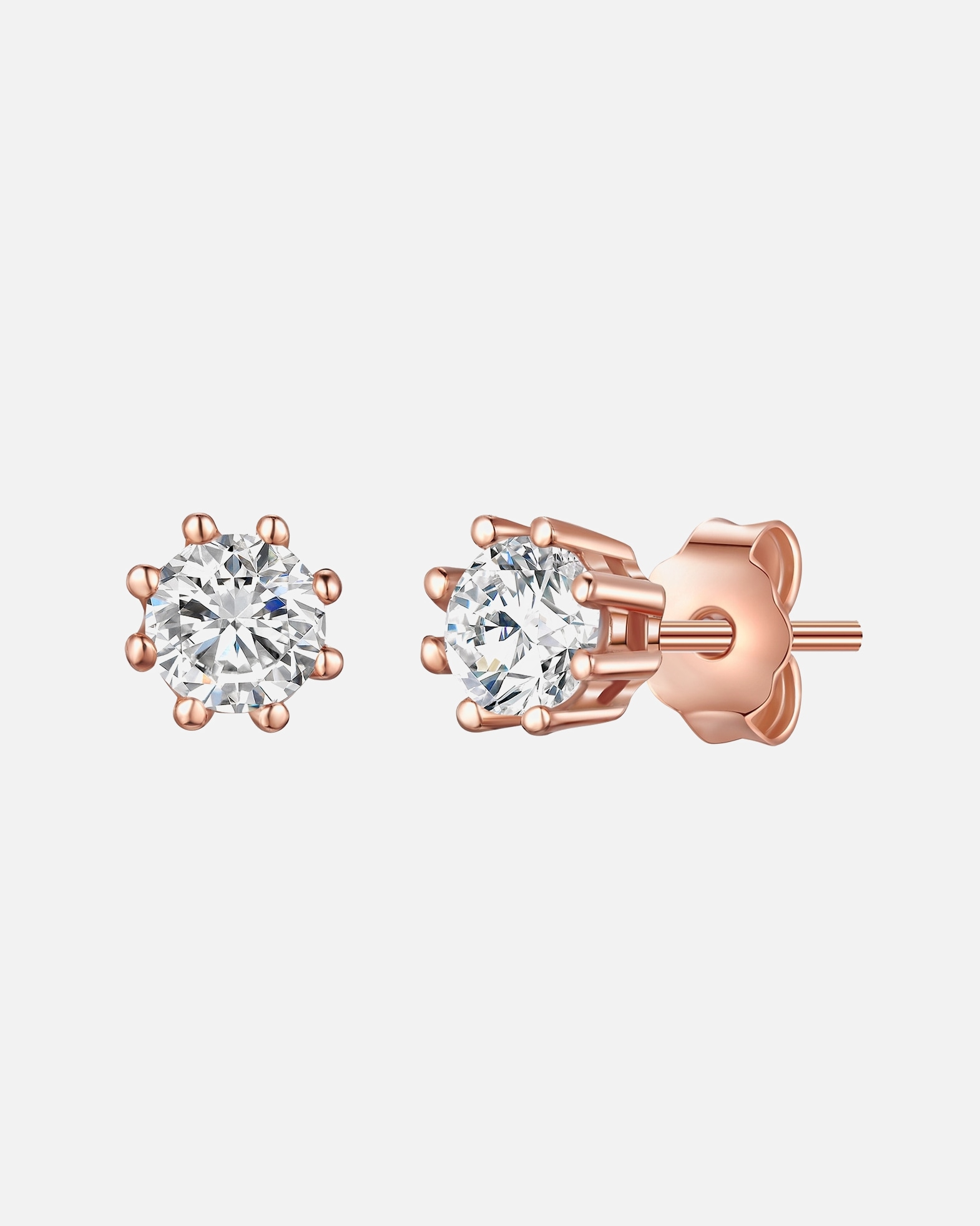 Ohrringe für Weiblich Lulu & Jane Ohrstecker Sterling Silber Zirkonia in Roségold Rosegold