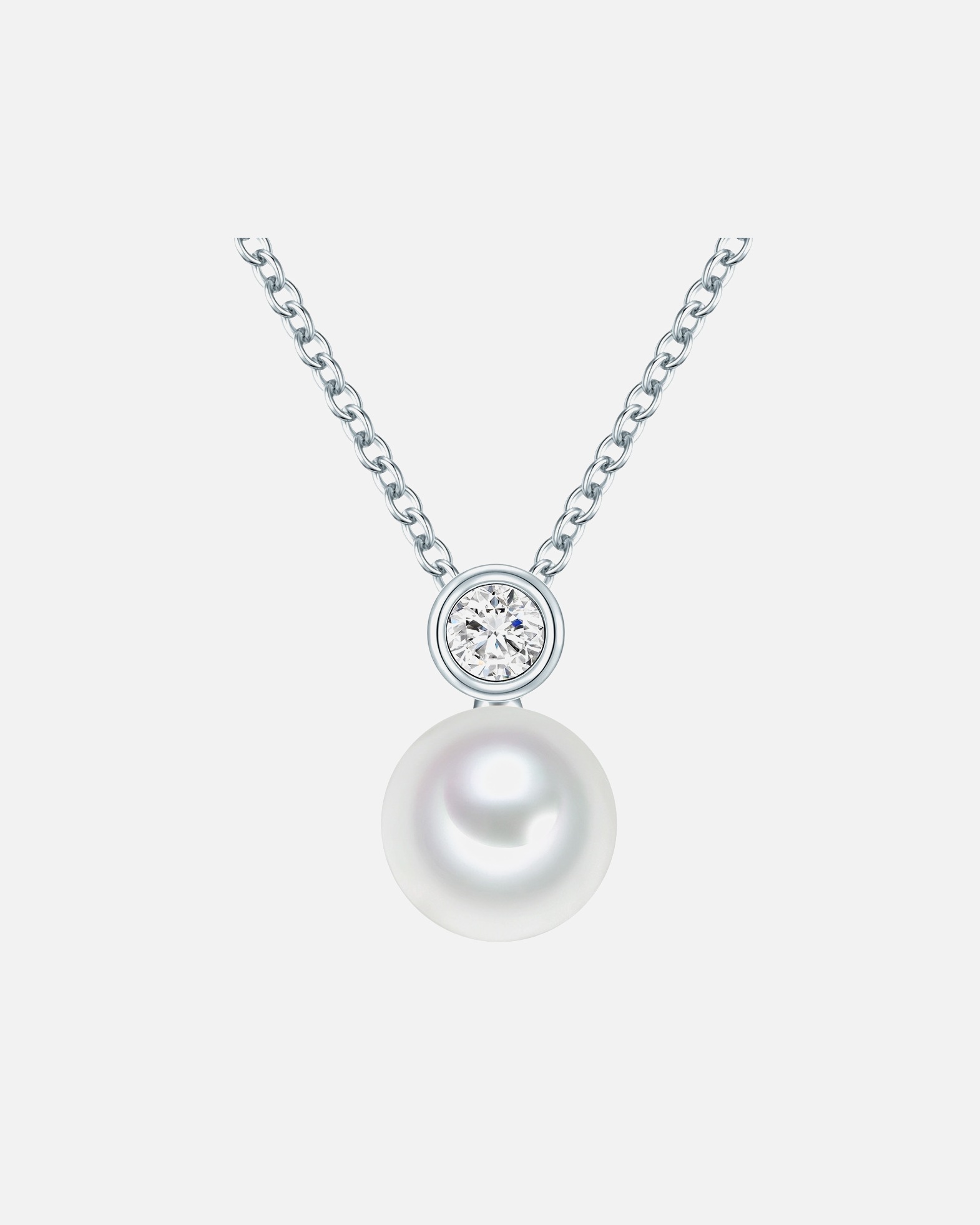 Halskette für Weiblich Valero Pearls Halskette aus Sterling Silber in silber mit Zirkonia Süßwasser-Zuchtperle 42,0 cm Basiskette + 7,0 cm Verlängerung