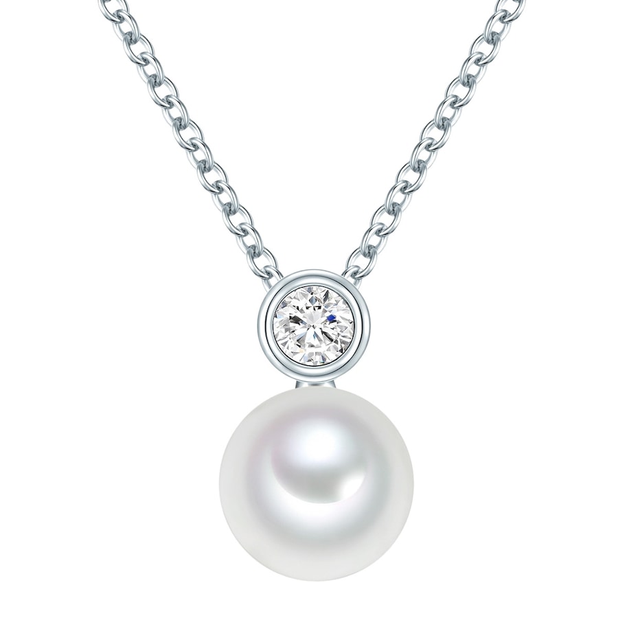 Valero Pearls Kette mit Anhänger Rosévergoldet Süßwasser-Zuchtperlen weiß 42,0 cm Basiskette + 7,0 Verlängerung Damen