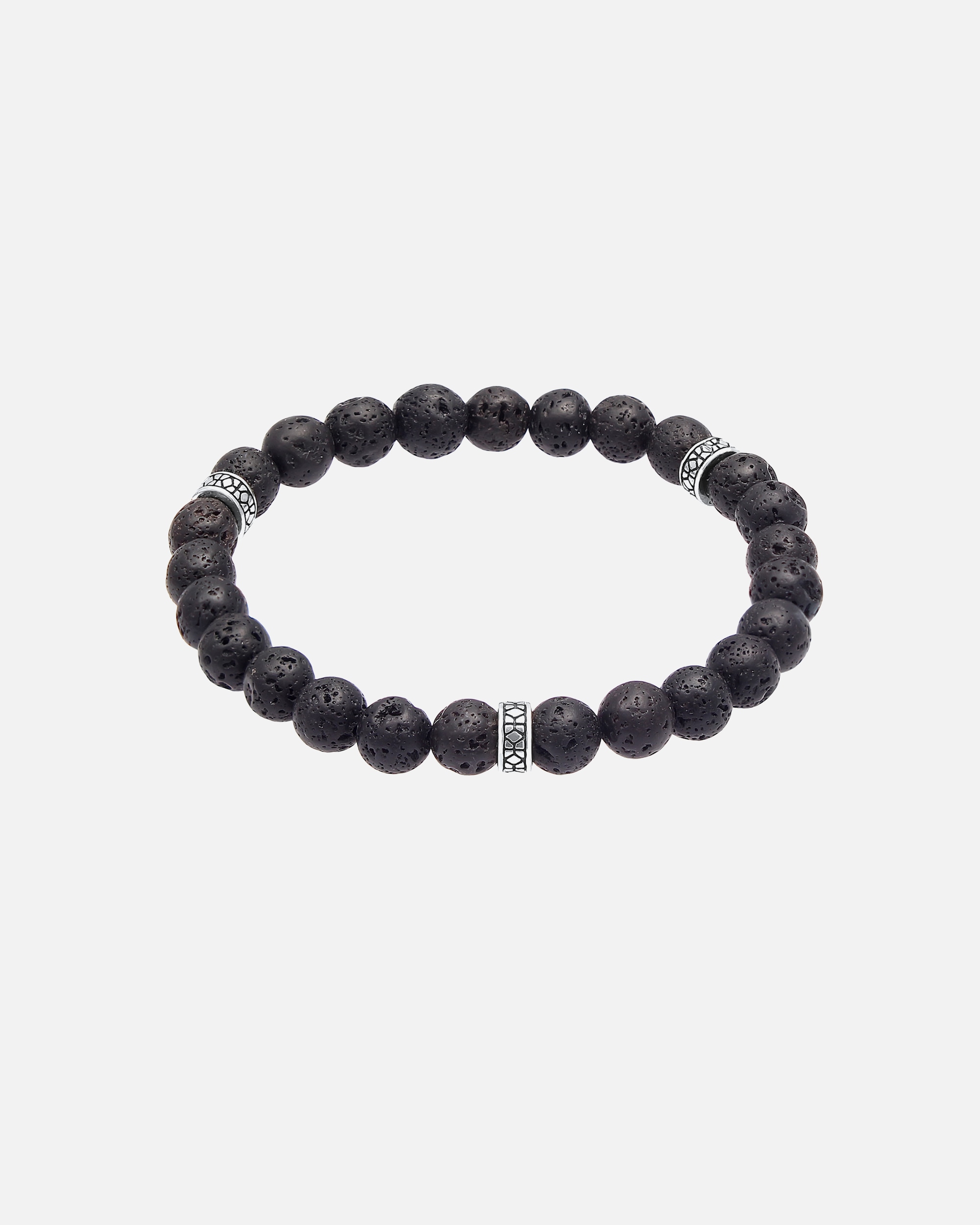 Armband für Männlich KUZZOI Herren Lava Schwarz Vintage 925 Silber Oxidiert 23