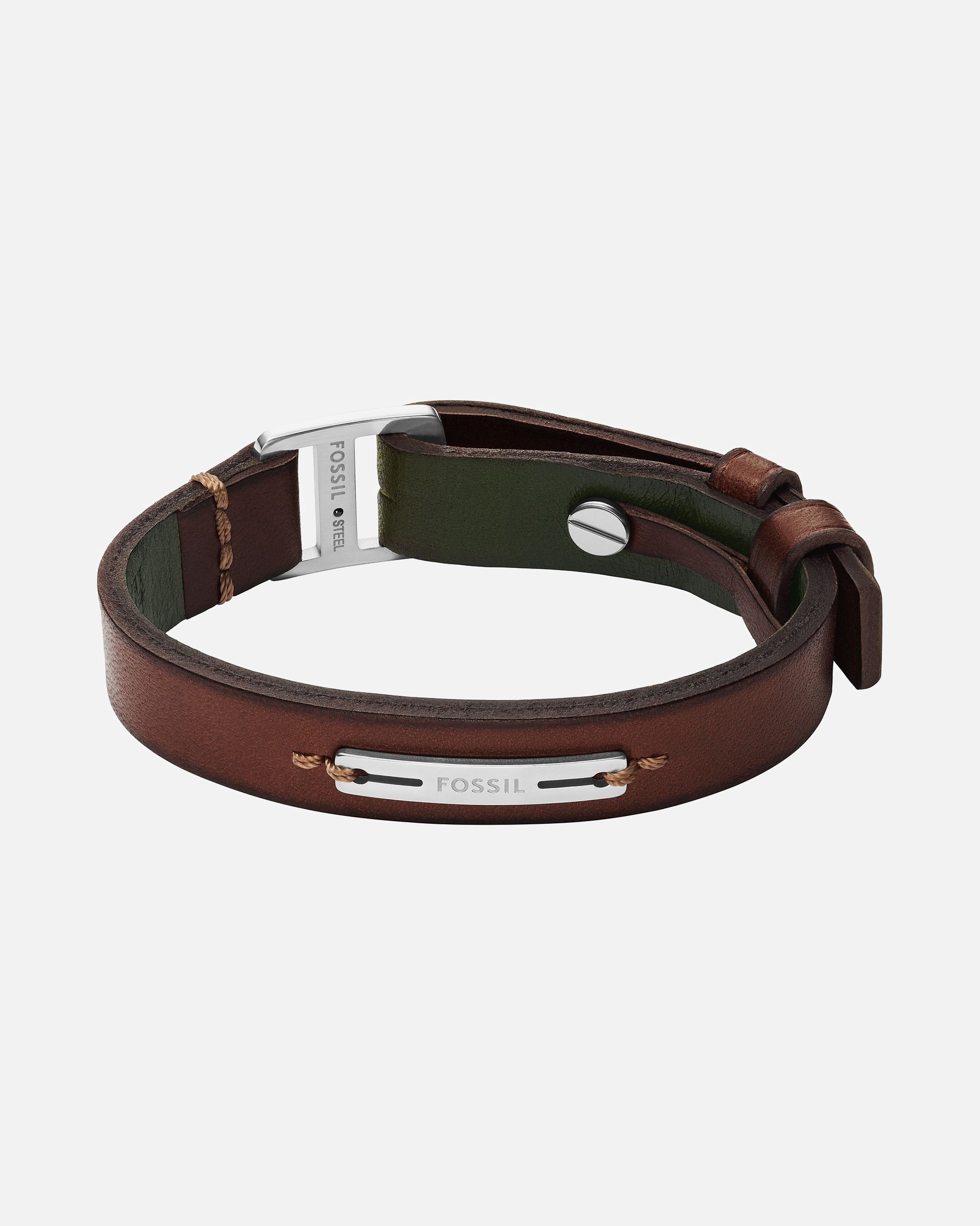 Armband für Männlich Fossil Armband Leder, Edelstahl One Size