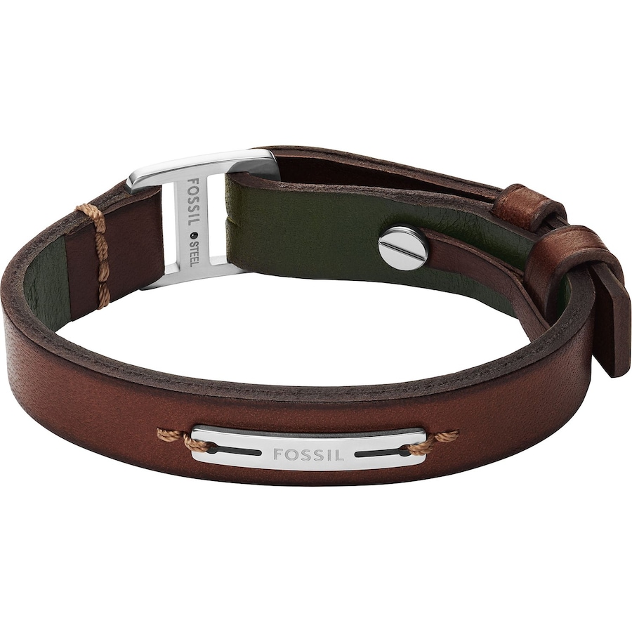 Fossil Armband Leder, Edelstahl One Size Herren