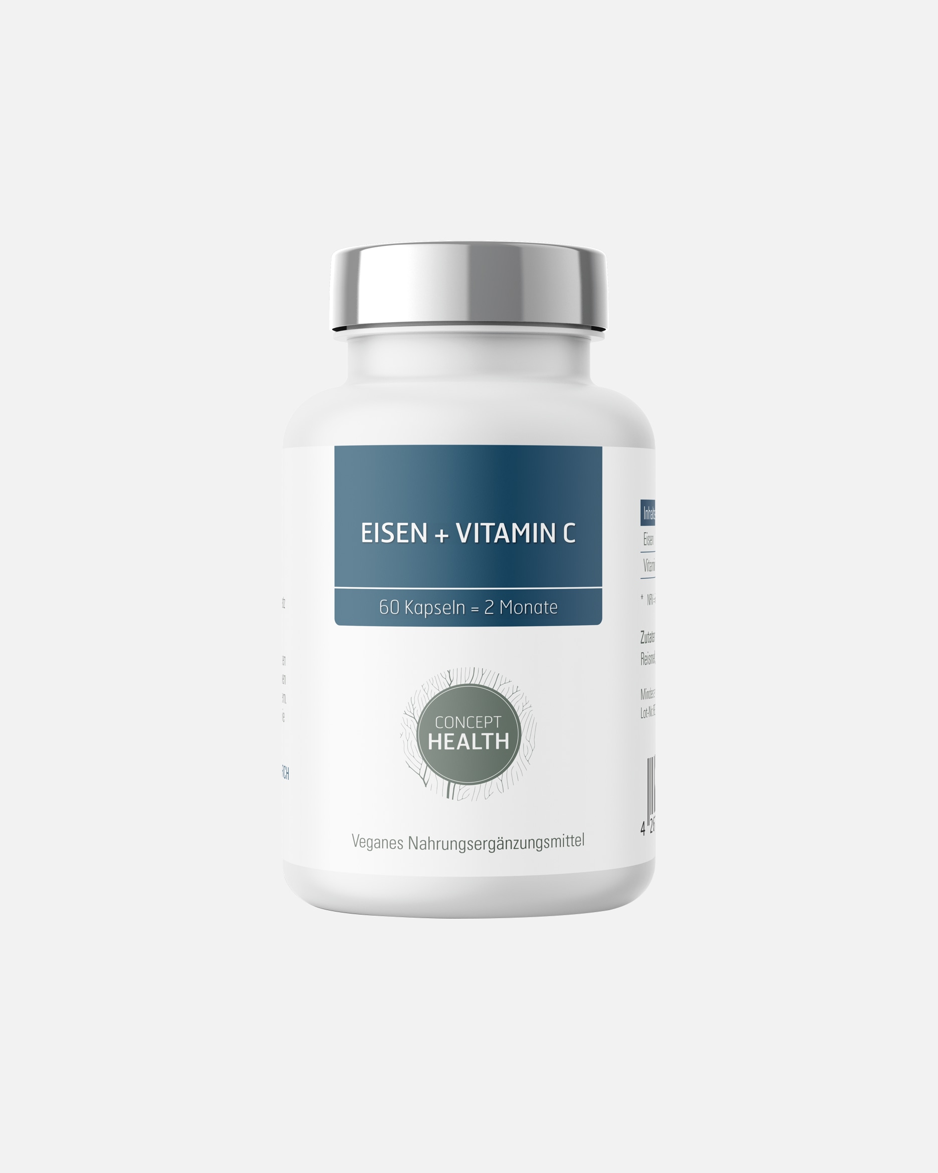 Nahrungsergänzung Energie & Fokus für Unisex CONCEPT HEALTH Default Brand Line EISEN + VITAMIN C – veganer Eisenkomplex mit Vitamin C 60 Kapseln