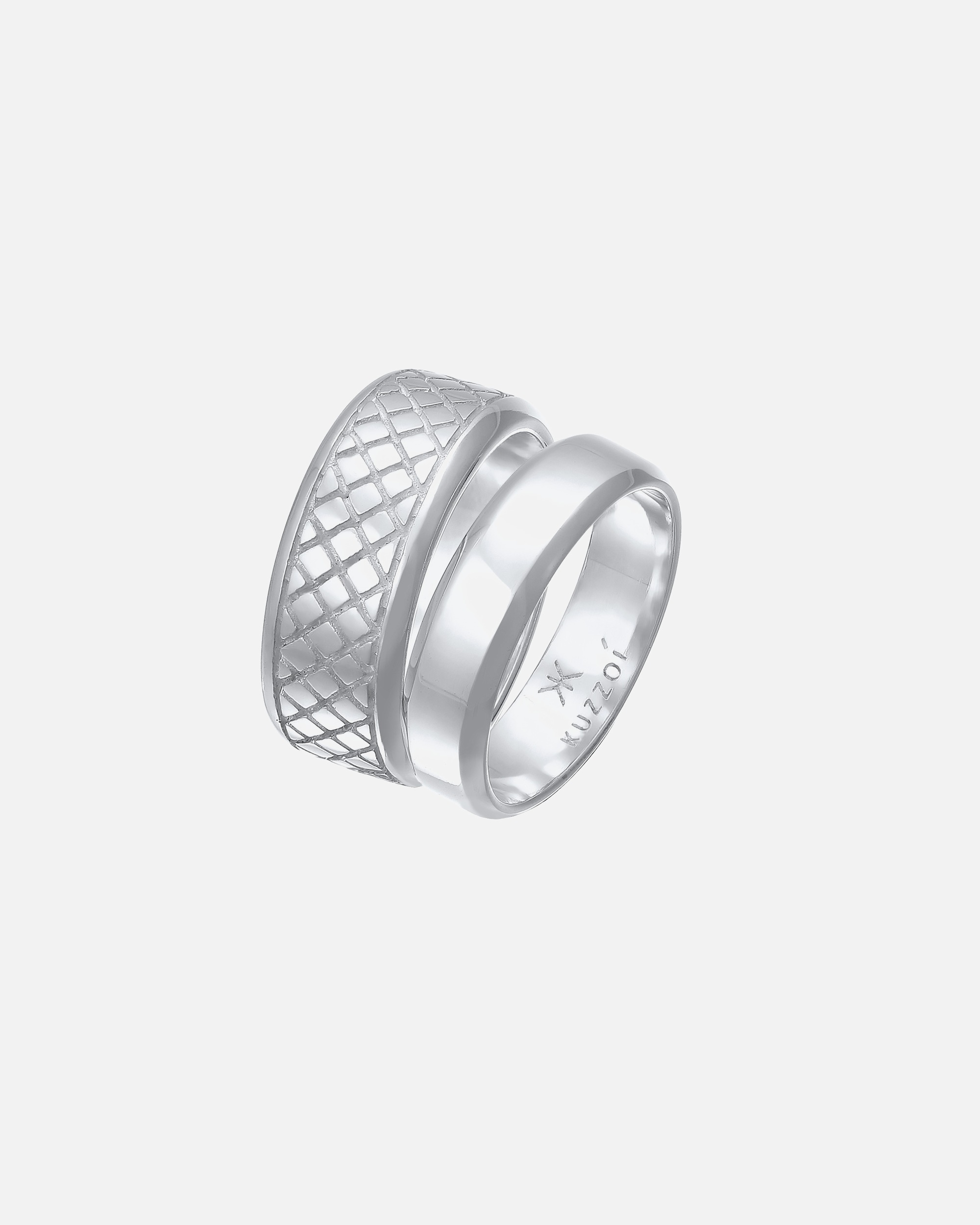Ring für Männlich KUZZOI Herren Bandring Basic 2er Set 925 Silber 60