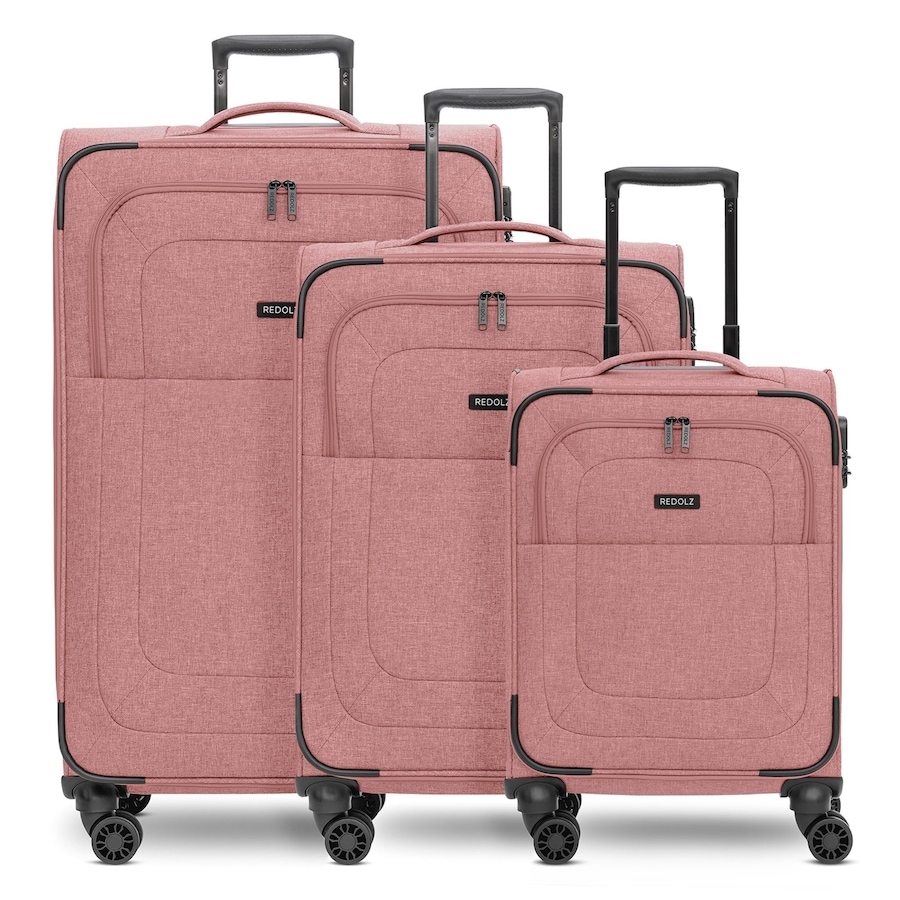 Redolz Essentials 12 THREE SET 4 Rollen Kofferset 3-teilig mit Dehnfalte rose Silber Herren