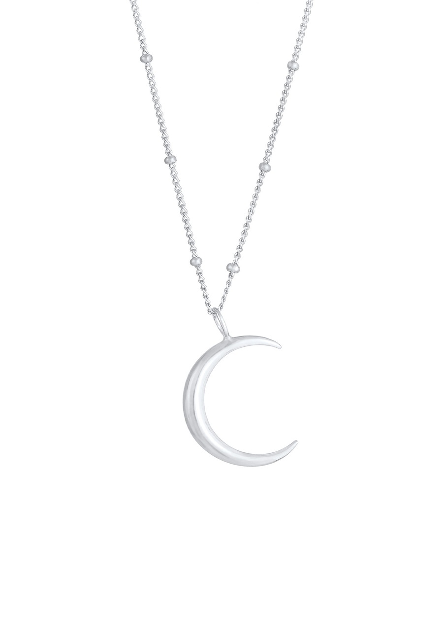Elli Halbmond Moon Sichel Astro Kugelkette 925 Silber silberfarben Damen