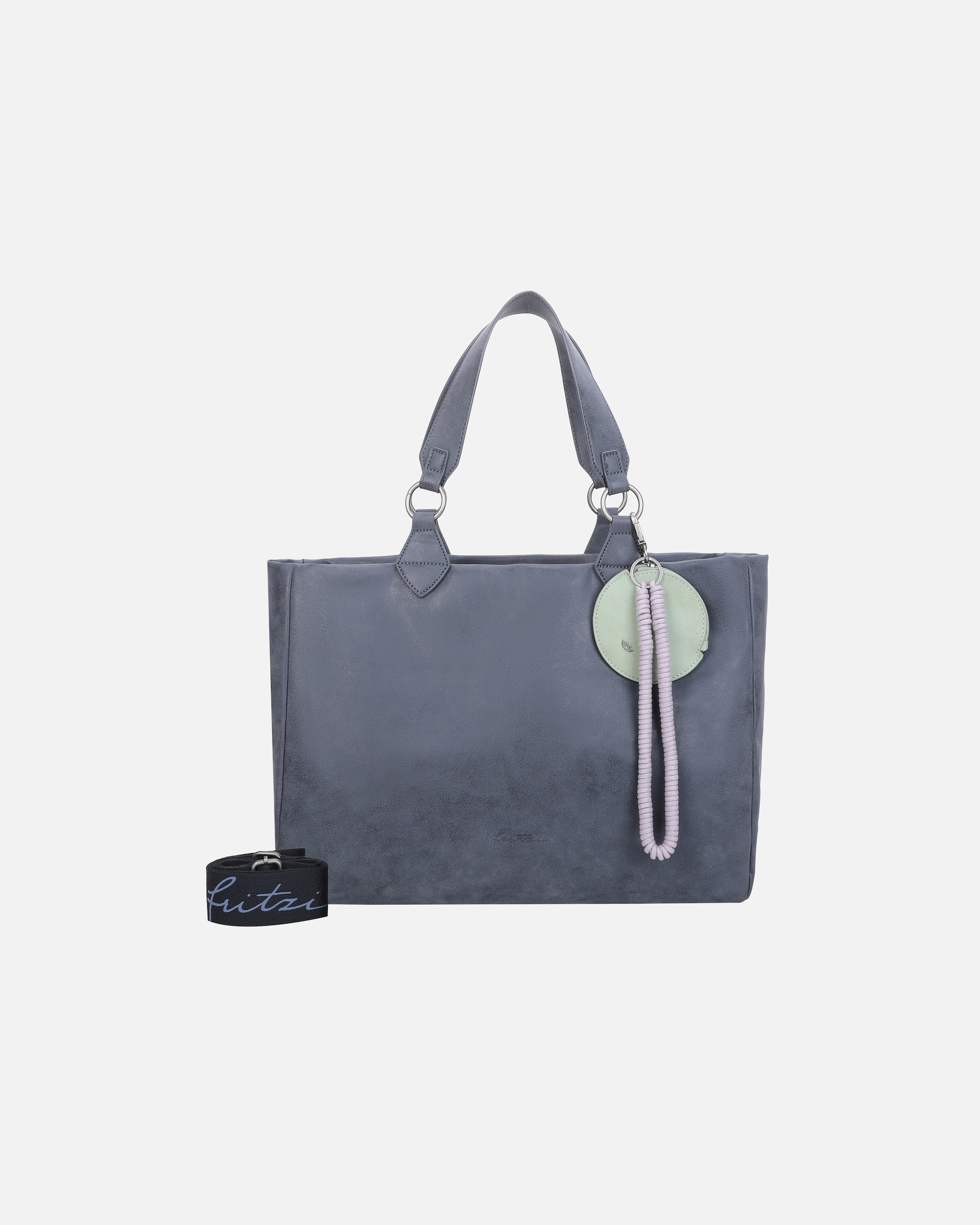 Tasche für Weiblich Fritzi aus Preußen Shopper Izzy Vintage mit Taschen-Anhänger und Schlüsselschlange blau