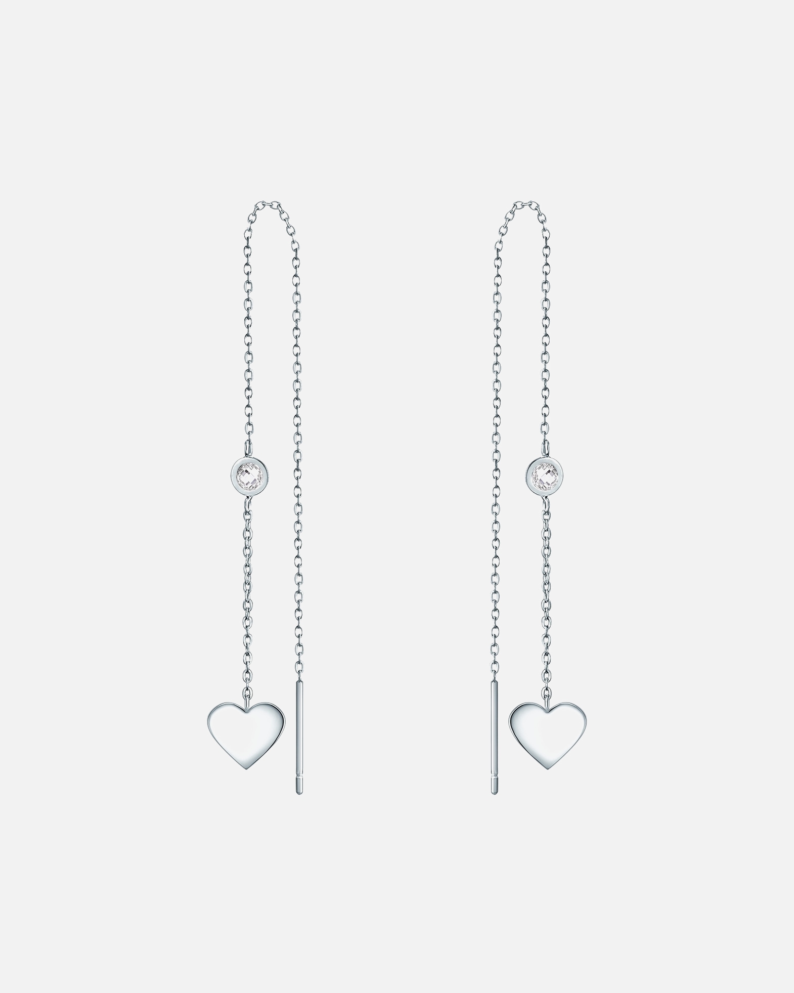 Ohrringe für Weiblich Eastside Ohrhänger Herz Edelstahl Preciosa in Silber 62,0 mm