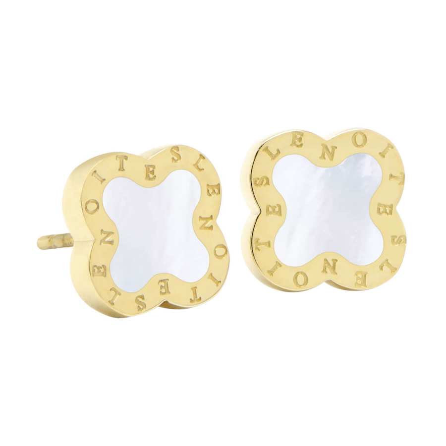 Lenoites Ohrhänger 'Four-leaf Clover Mini' gold white Hellbraun Damen