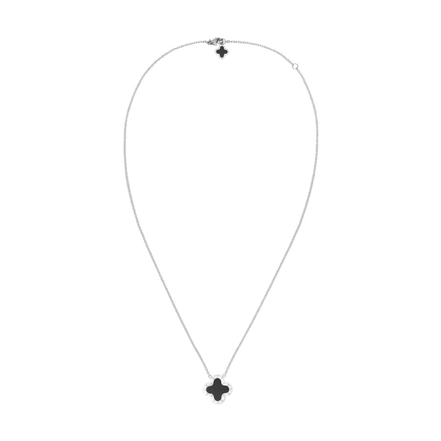 Lenoites Kette Mit Anhänger 'Four-leaf Clover' silver-black Damen