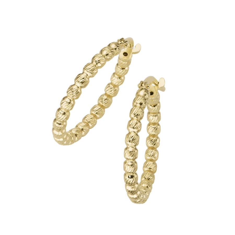 Smart Jewel Creolen mit diamantierter Oberfläche, Silber 925 2 cm Gold