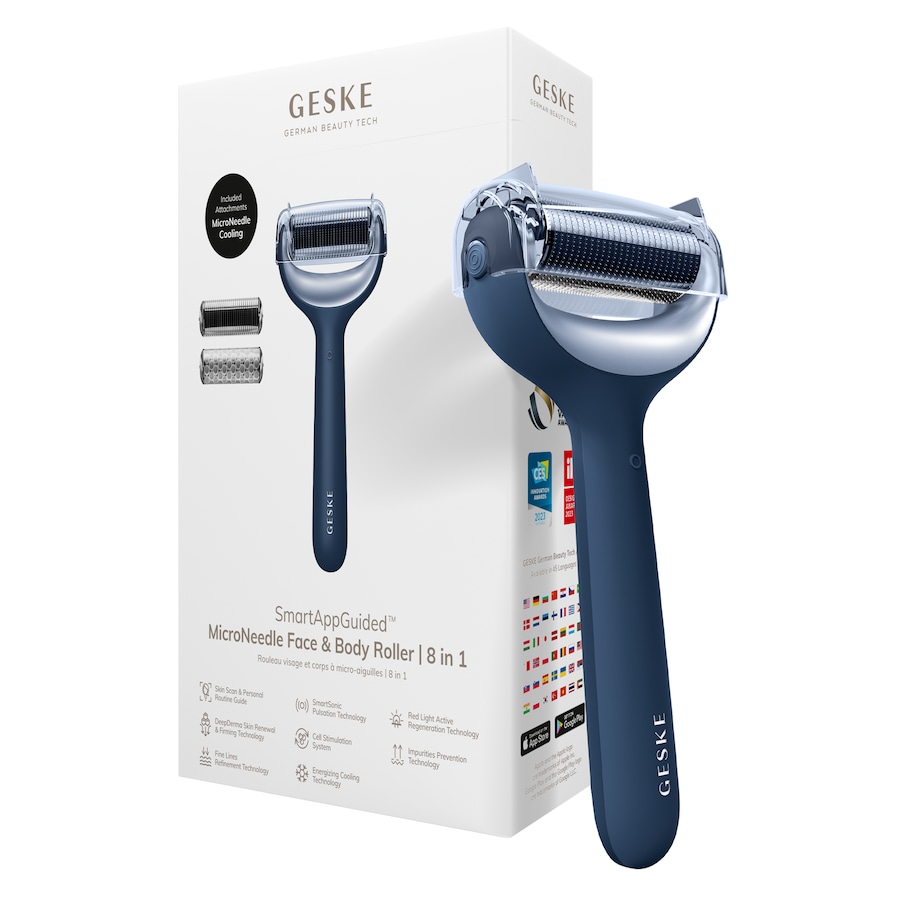 GESKE SmartAppGuided MicroNeedle Face & Body Roller | 8 in 1 Midnight