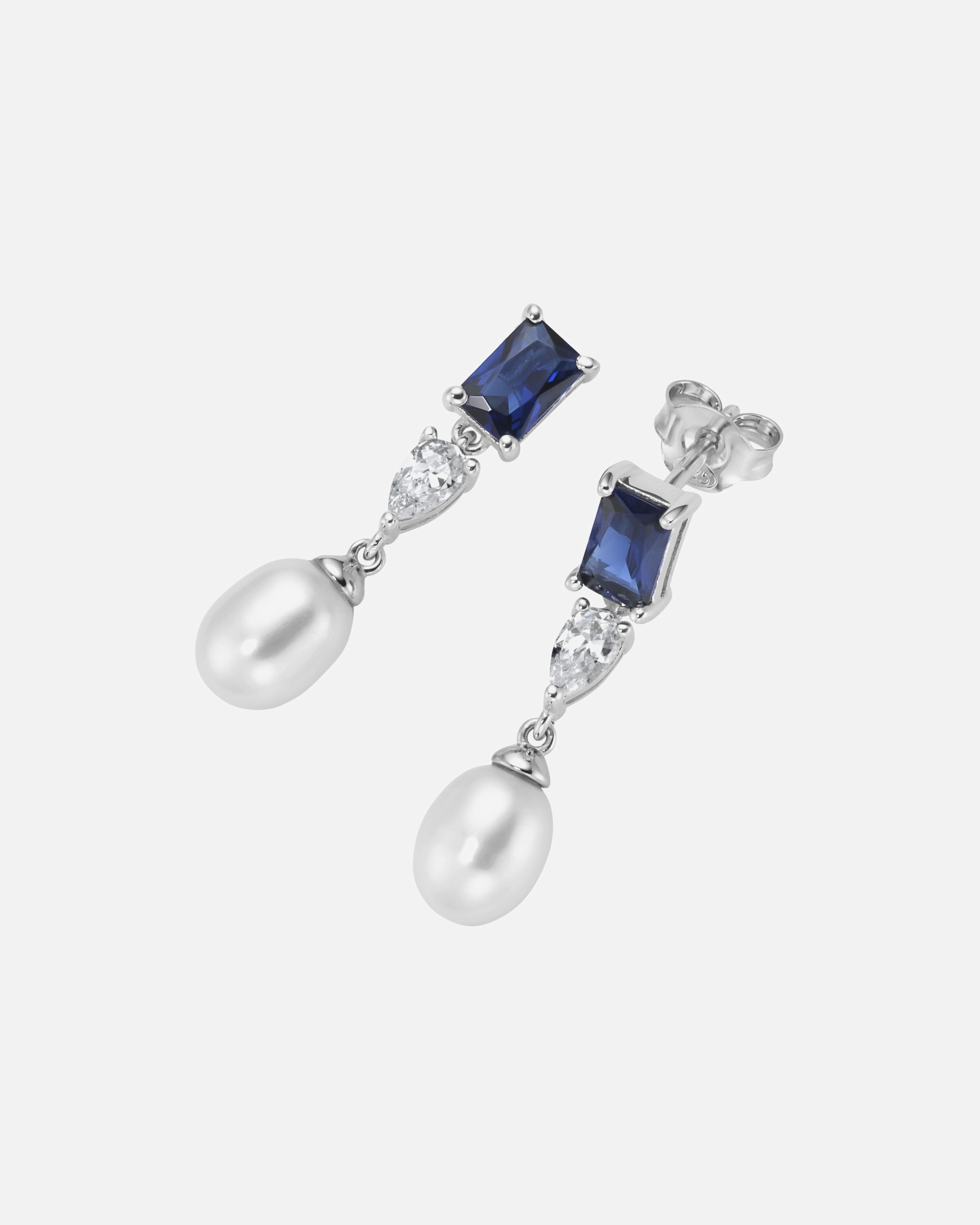 Ohrringe für Unisex Smart Jewel Ohrhänger mit edlen Steinen und Süßwasser-Perle, Silber 925 2,5 cm
