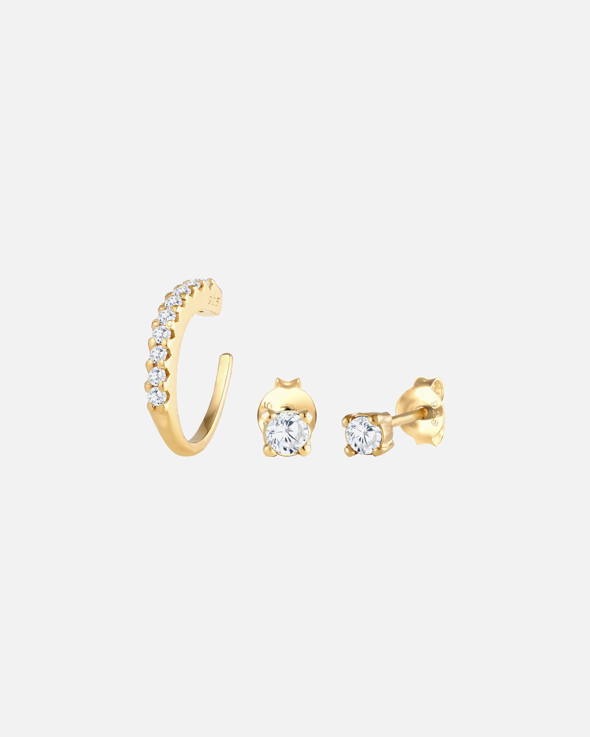 Ohrringe für Weiblich Elli Single Earcuff Zirkona Kristalle Trend 925 Silber goldfarben