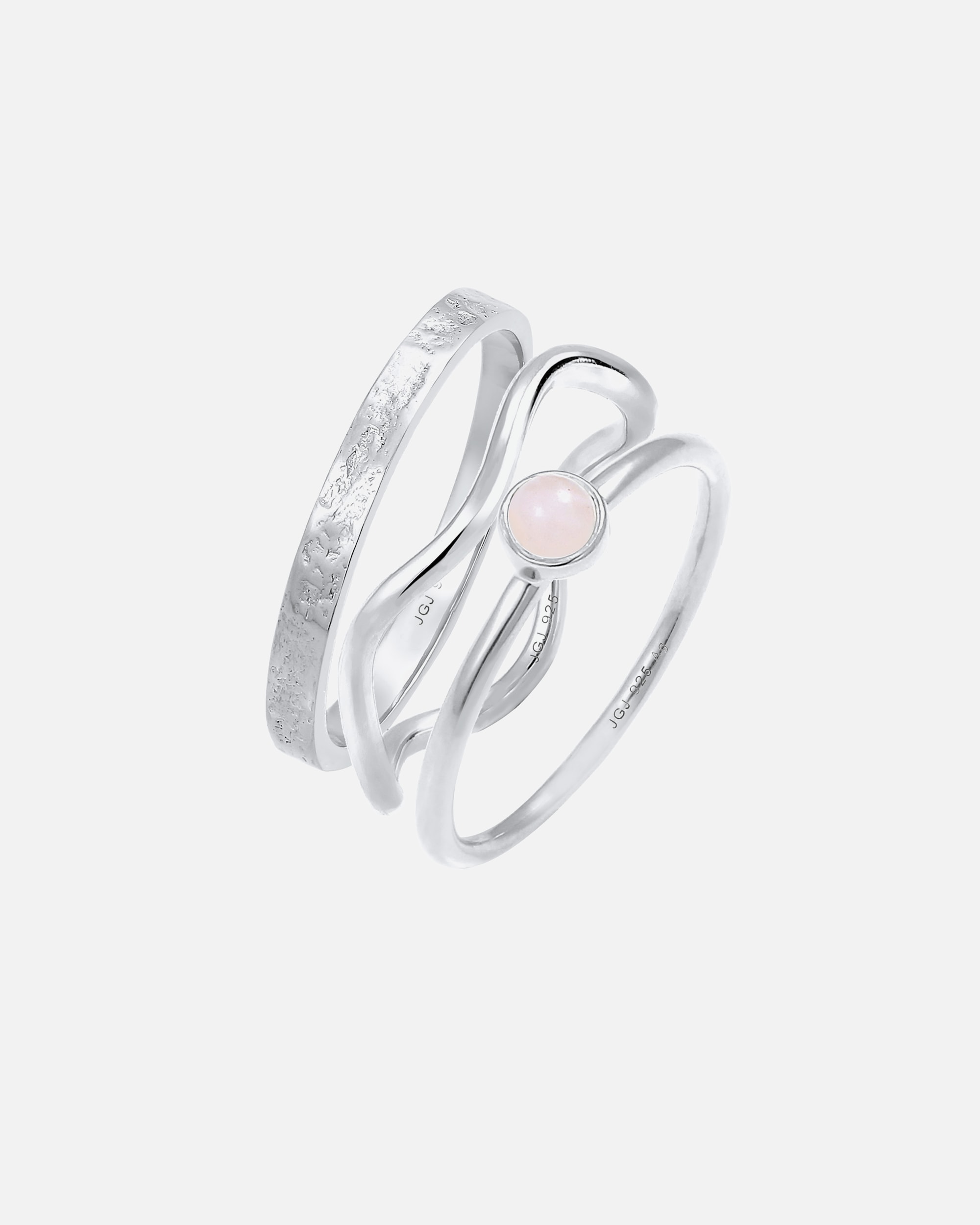 Ring für Weiblich Elli PREMIUM Elli Premium Solitär Opal Pink 3er Ring Set 925 Silber 58